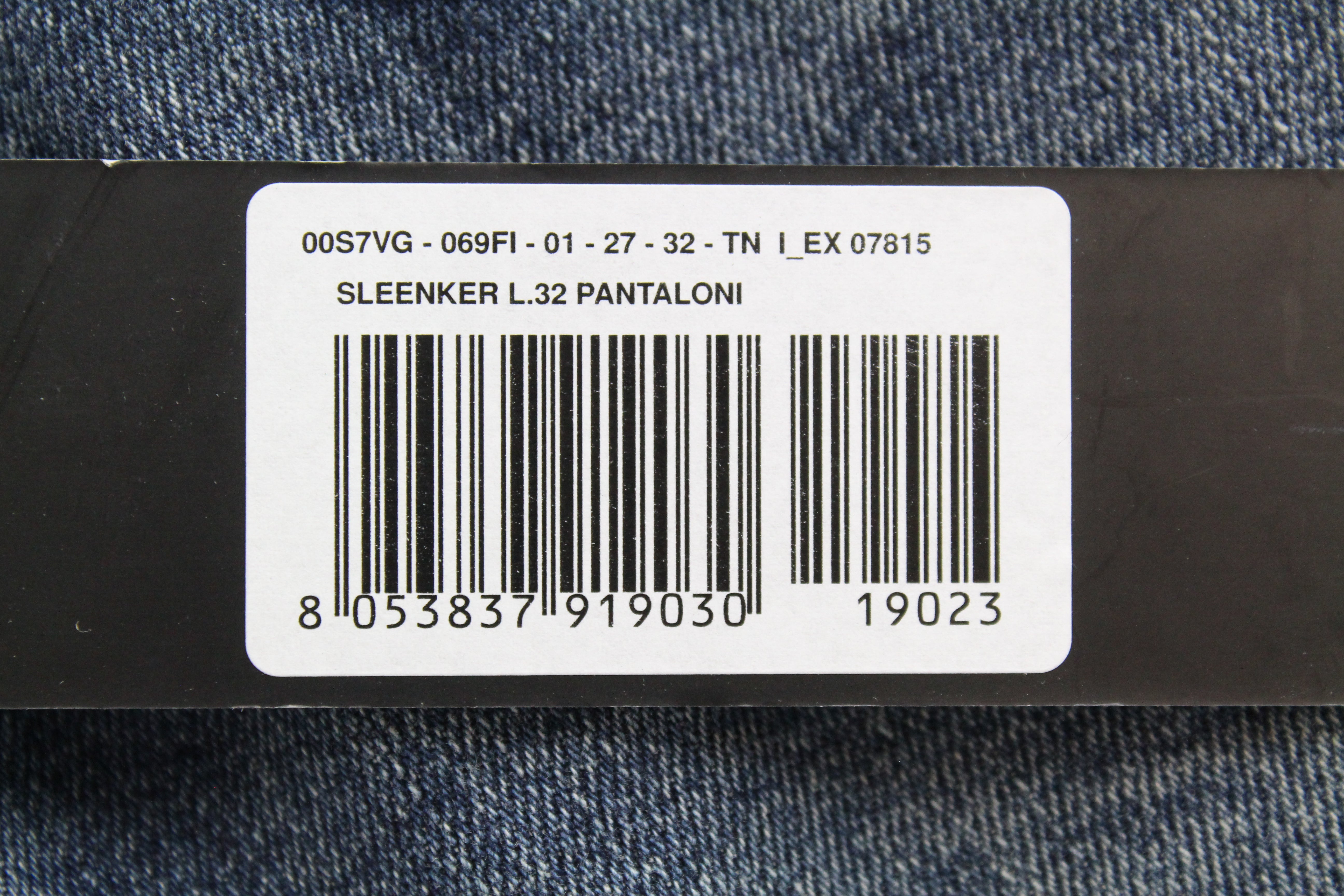 DIESEL Sleenker 069FI vyriški džinsai W27 L32 Slim Stretch Fit mėlyni skalbto džinso atspalviai 