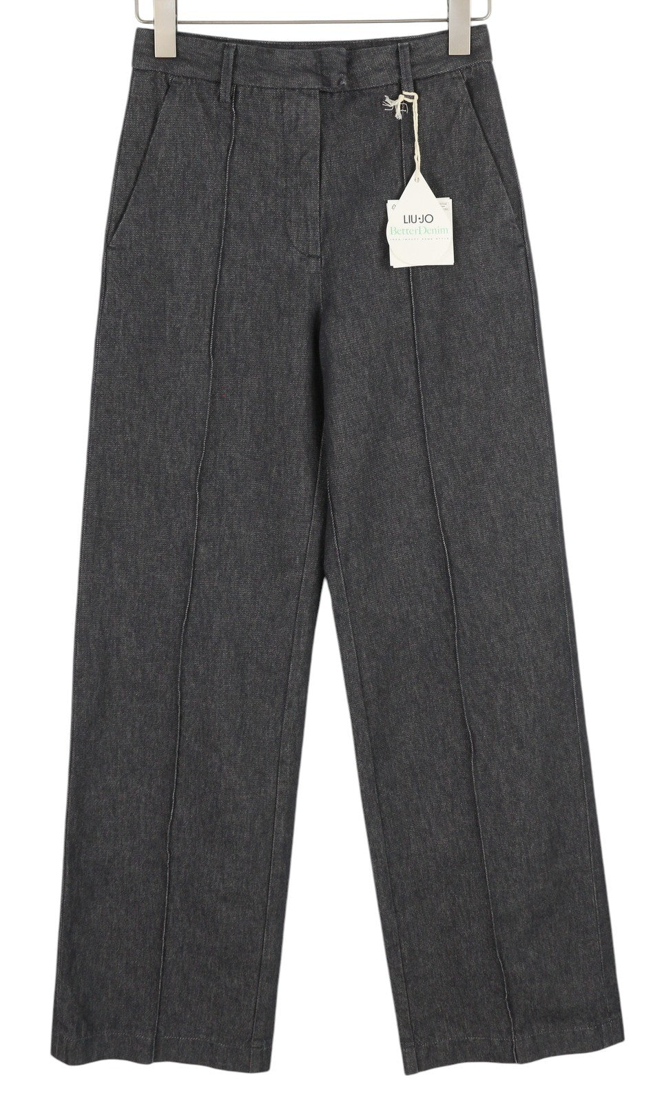 LIU JO Women Jeans W26 Wide Leg Zip High Waist Pockets Casual Dark Grey Denim