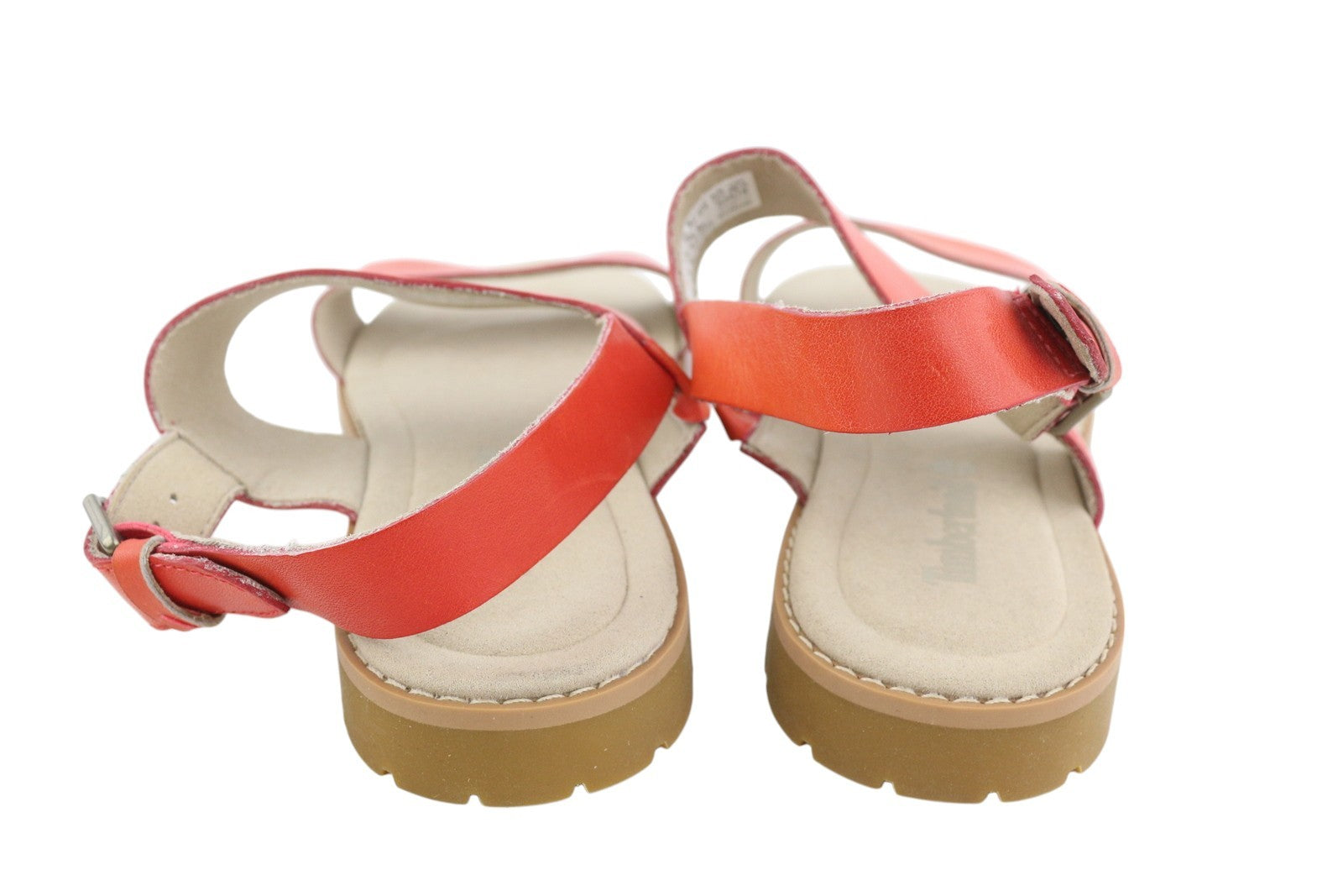 TIMBERLAND A24R6 moteriškos basutės, 38.5 dydis, oranžinės, odinės, plokščiapadžiai batai su sagtimi ir logotipu. 