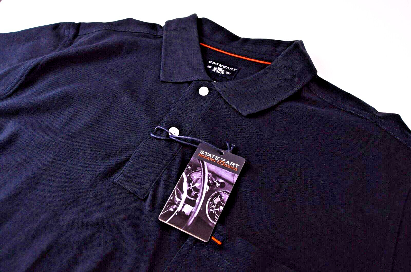 STATE OF ART Mens T-Shirt 3XL Navy Short Sleeve  Cotton Collared Polo
