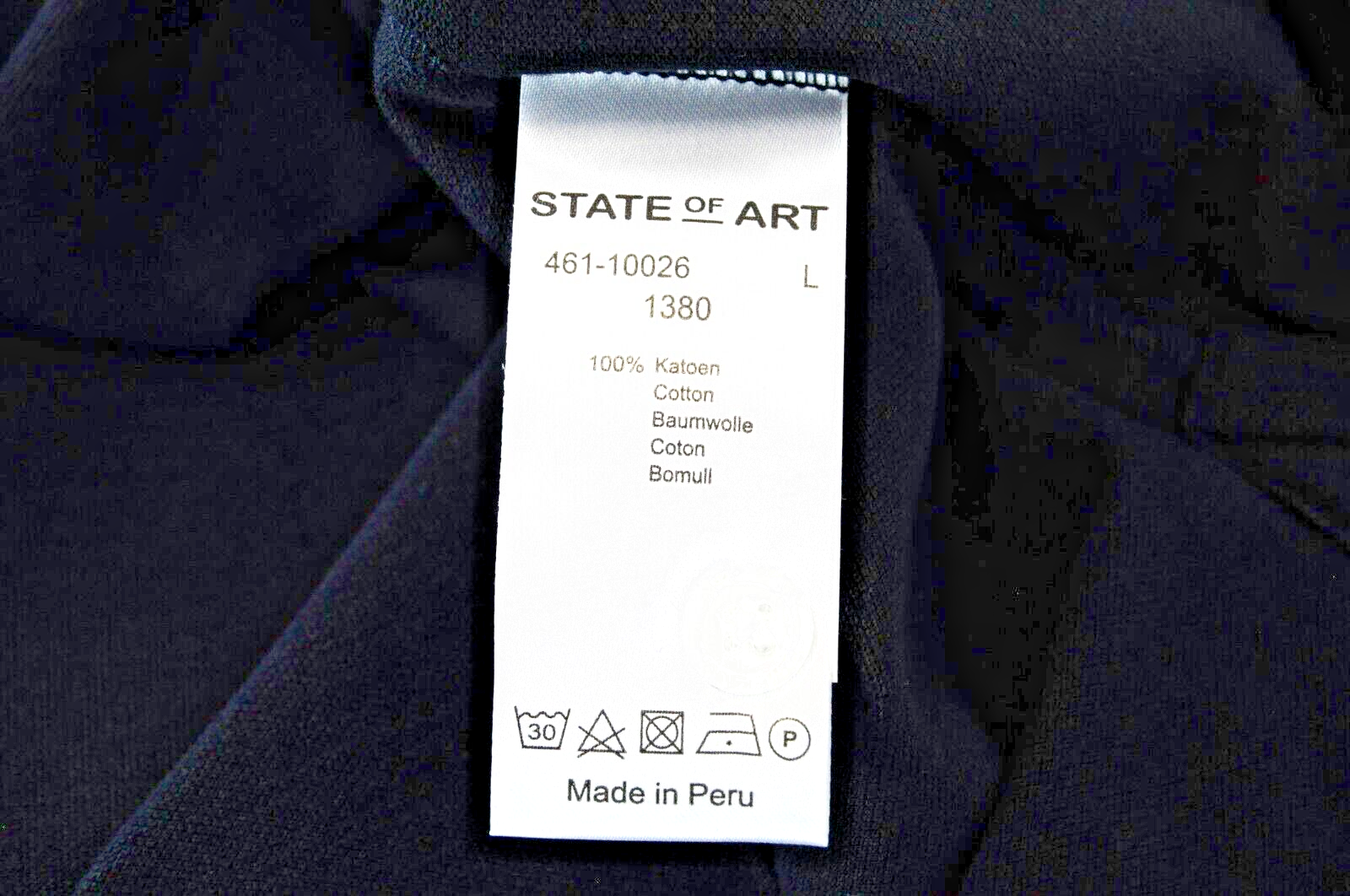 STATE OF ART Mens T-Shirt L Navy Short Sleeve  Cotton Collared Polo Dress