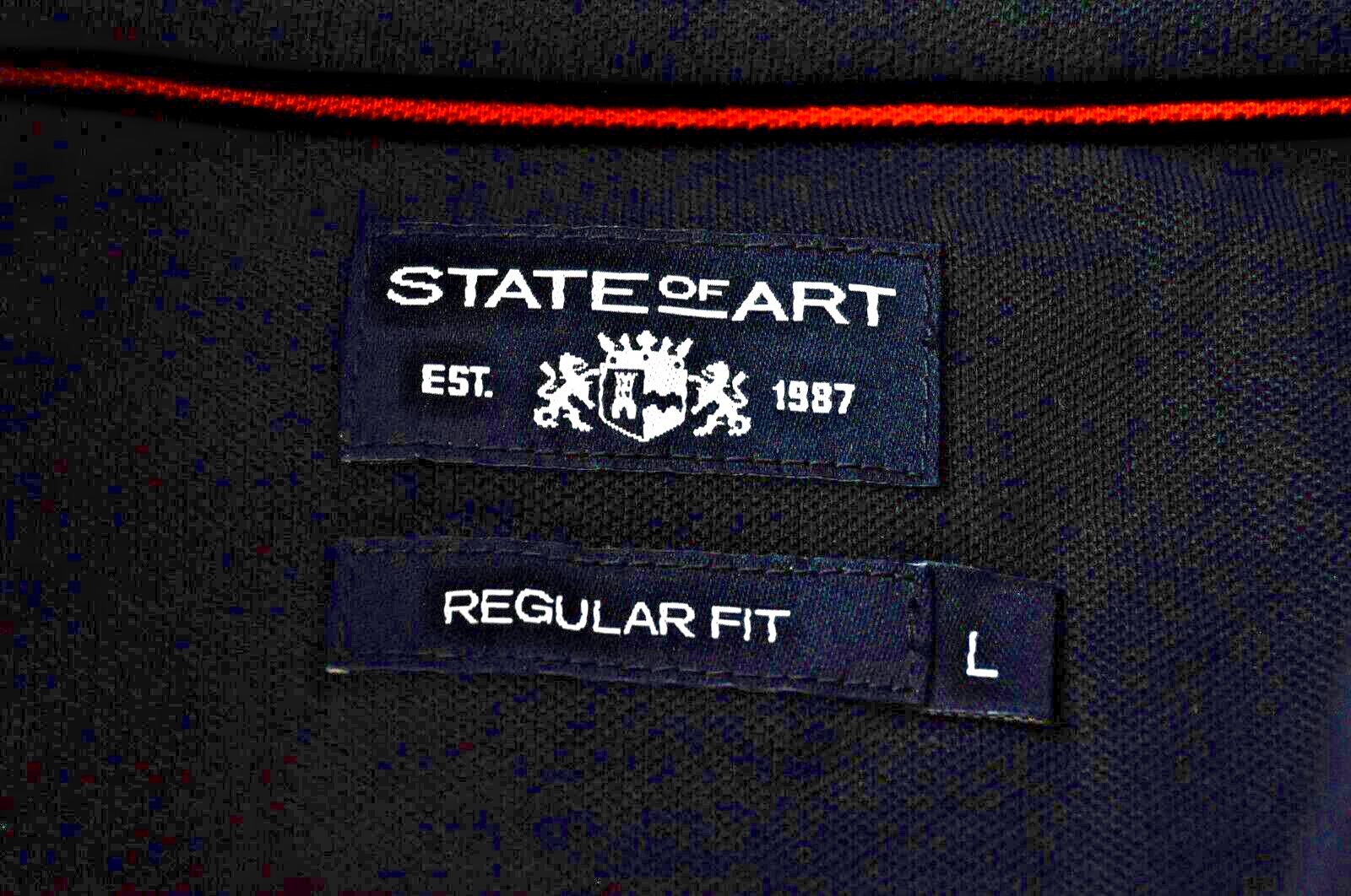 STATE OF ART Mens T-Shirt L Navy Short Sleeve  Cotton Collared Polo