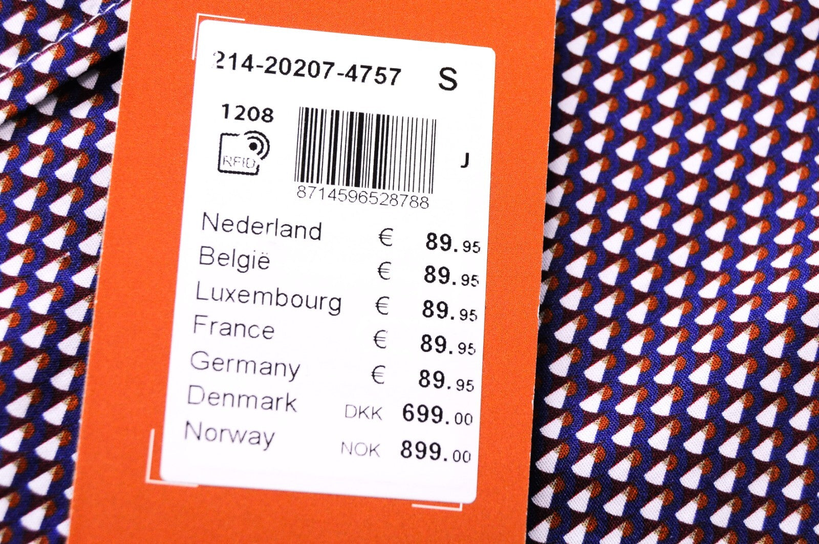 STATE OF ART Mens Shirt S Navy Stretchy Cotton Button-Up Long Sleeve Patterned