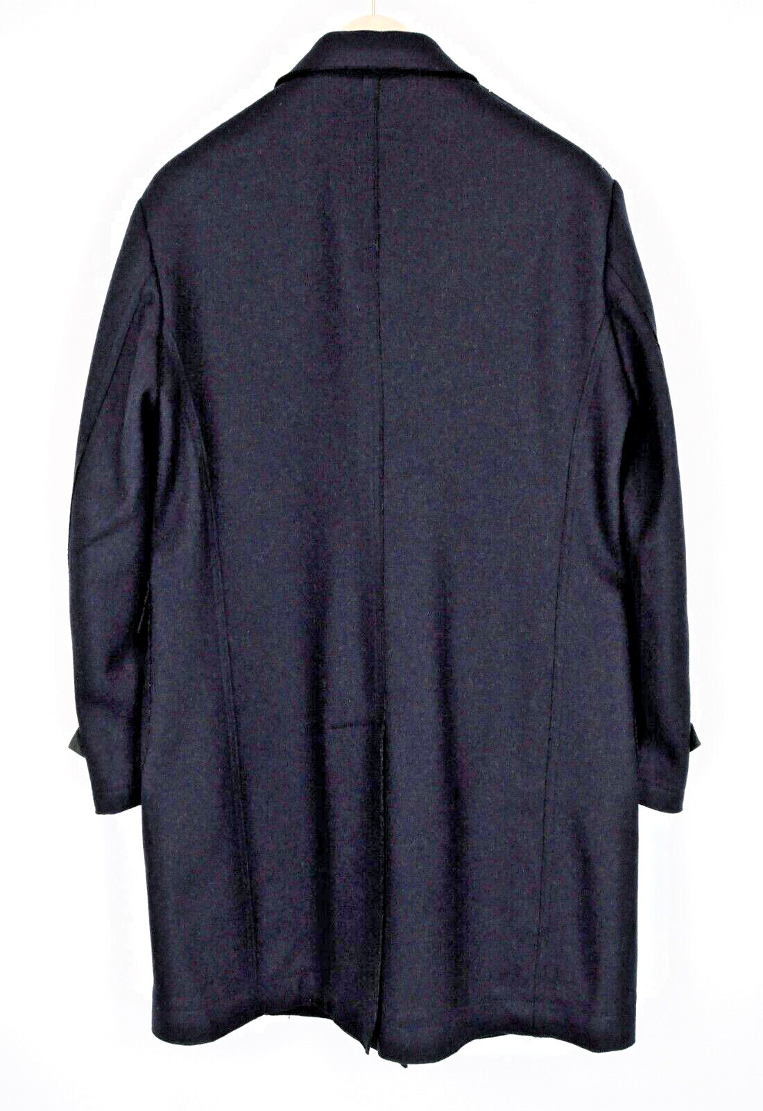 REPLAY Mens Coat 48 Navy Double-Breasted Wool Lined Long Sleeve Peak Collar