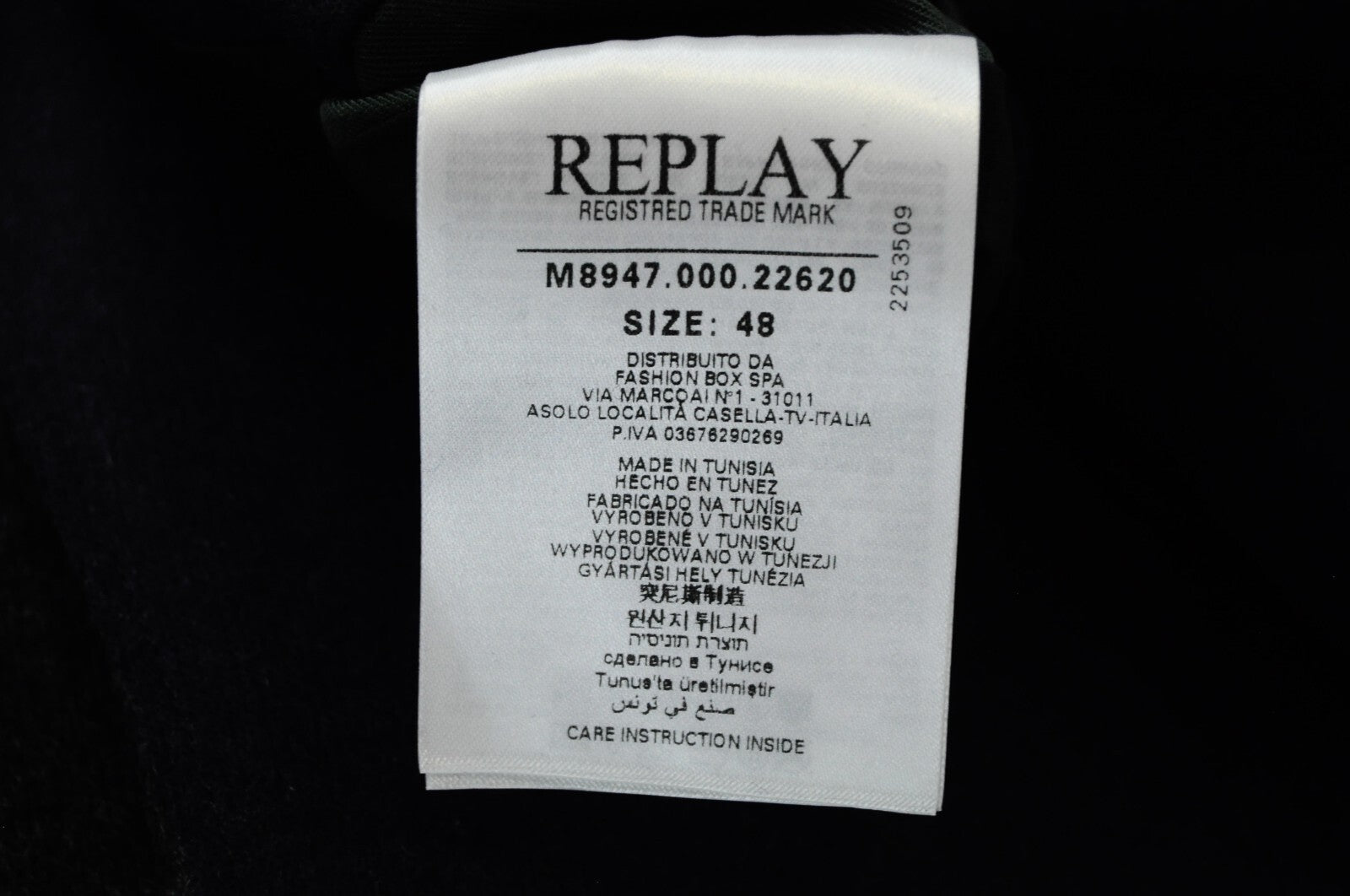 REPLAY Mens Coat 48 Navy Double-Breasted Wool Lined Long Sleeve Peak Collar