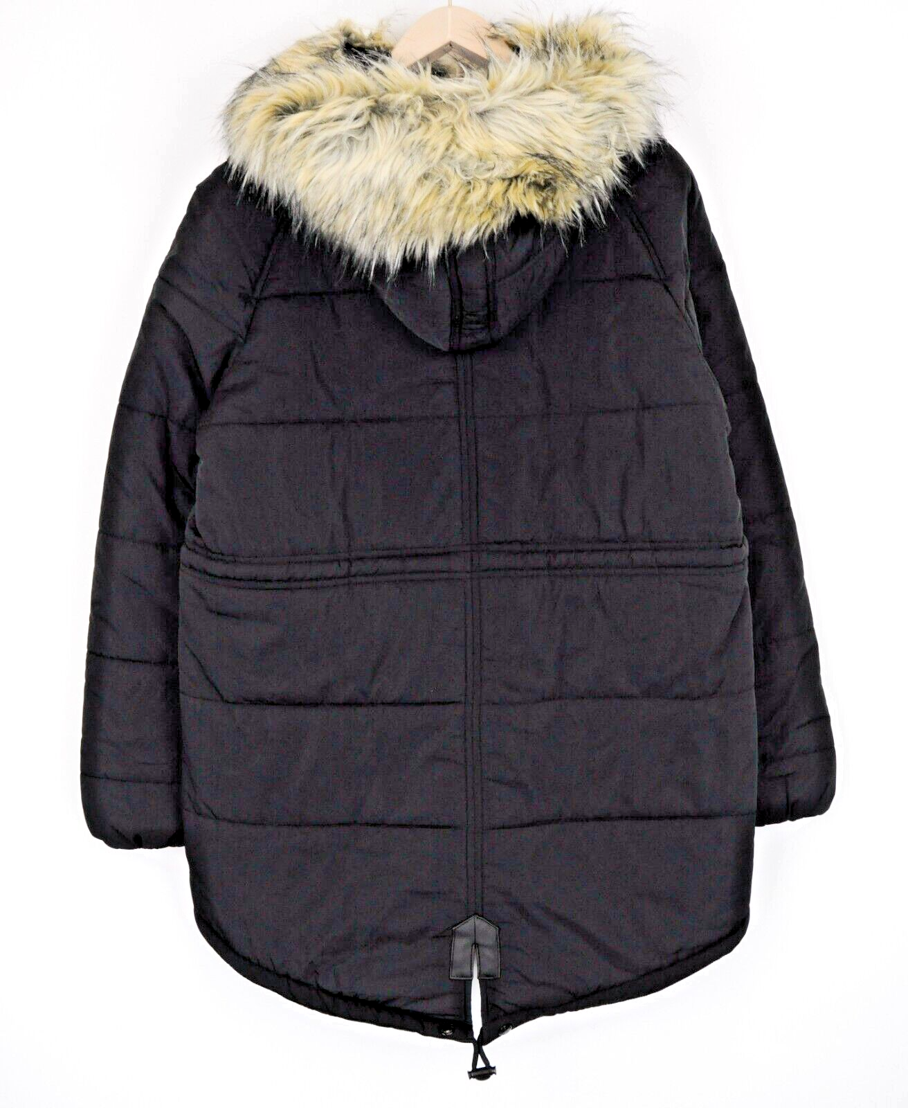 REPLAY moteriška striukė M, juoda, su dirbtinio kailio pamušalu, gobtuvu, paminkštinta parka ilgomis rankovėmis