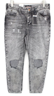 SCOTCH &amp; SODA L-Žavingi moteriški džinsai W30/L32 pilki plėšyti „Boyfriend“ džinsai, netempiami 