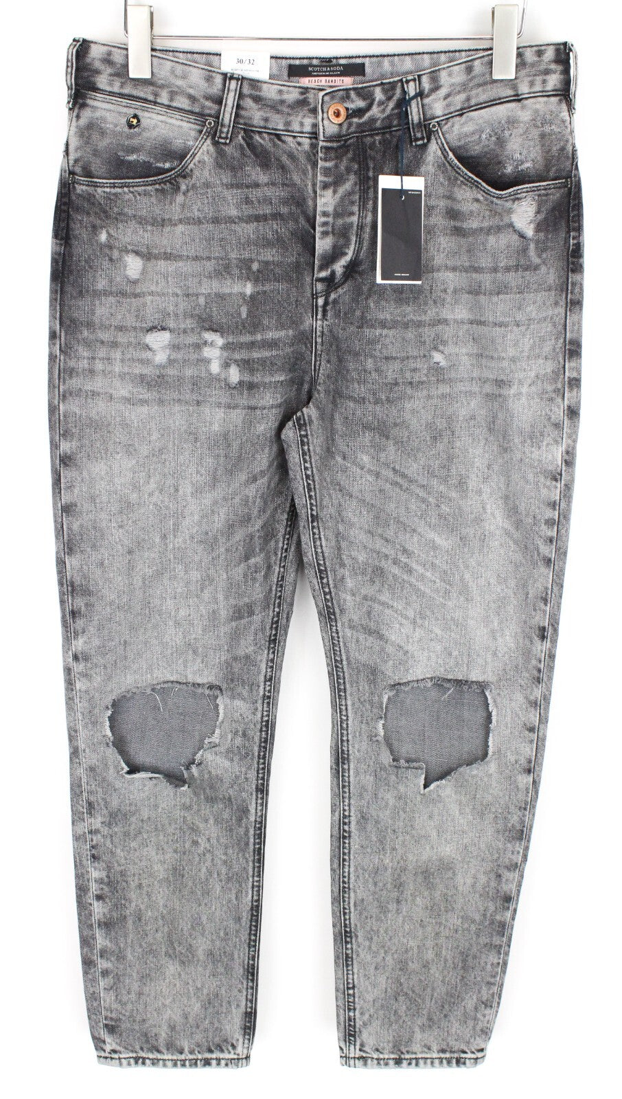 SCOTCH &amp; SODA L-Žavingi moteriški džinsai W30/L32 pilki plėšyti „Boyfriend“ džinsai, netempiami 