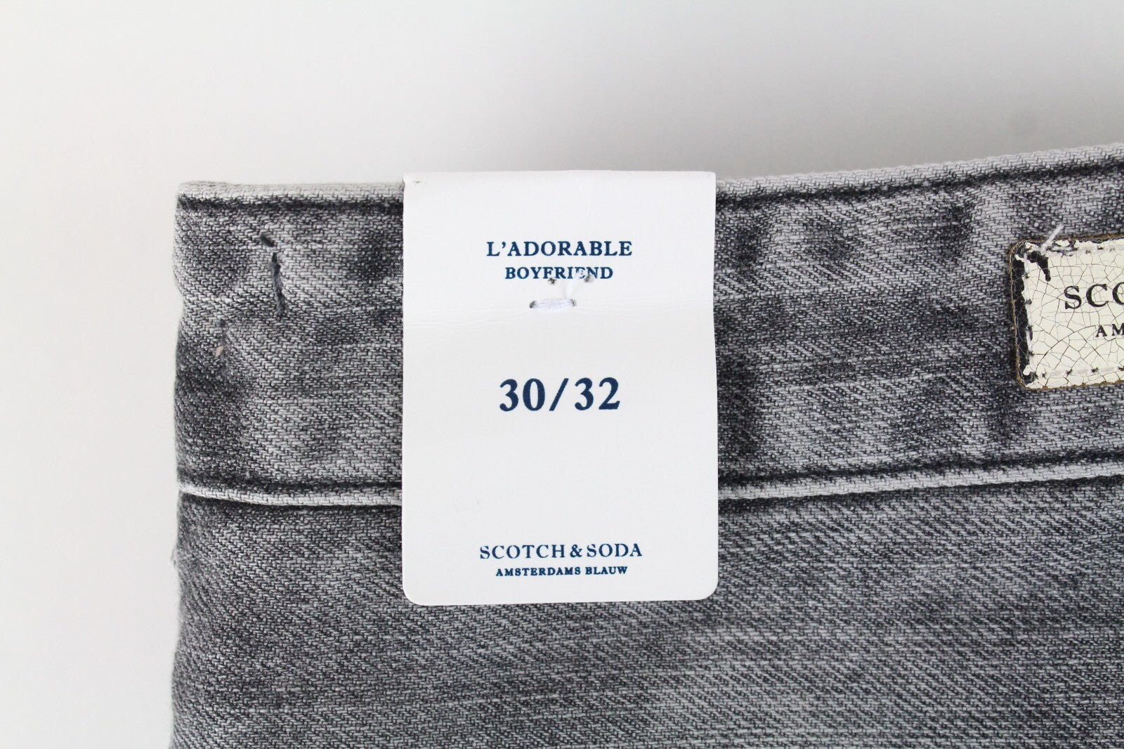 SCOTCH &amp; SODA L-Žavingi moteriški džinsai W30/L32 pilki plėšyti „Boyfriend“ džinsai, netempiami 