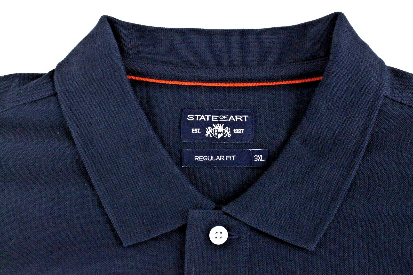 „STATE OF ART“ vyriški polo marškinėliai, 3XL, tamsiai mėlyni, trumpomis rankovėmis, medvilninė suknelė. 