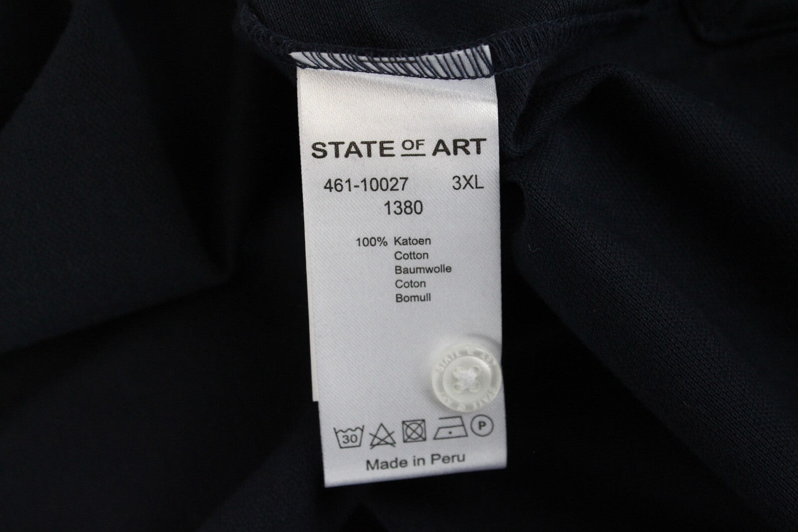 „STATE OF ART“ vyriški polo marškinėliai, 3XL, tamsiai mėlyni, trumpomis rankovėmis, medvilninė suknelė. 