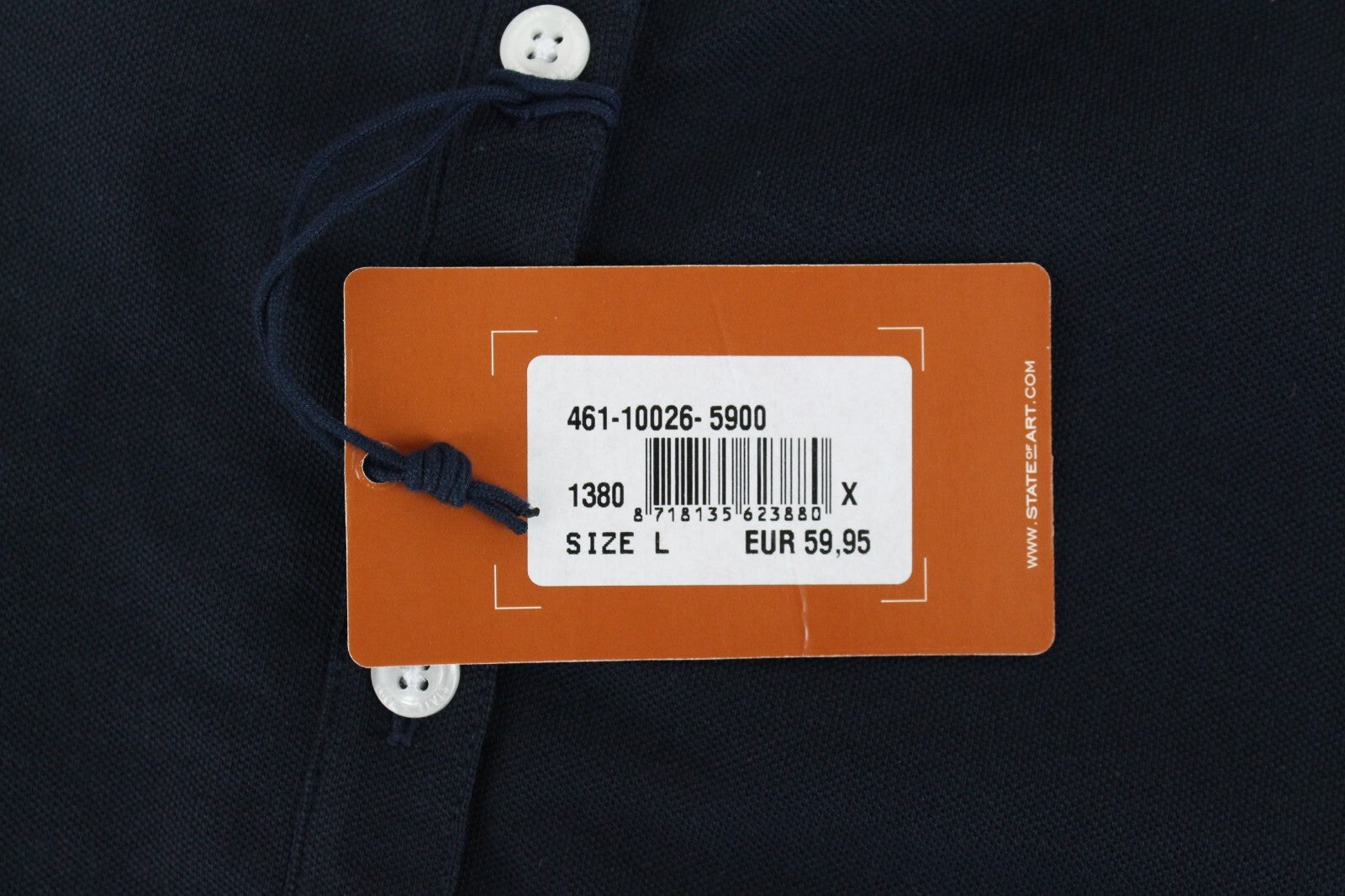 „STATE OF ART“ vyriški polo marškinėliai L, vienspalviai, tamsiai mėlyni, medvilniniai, trumpomis rankovėmis. 