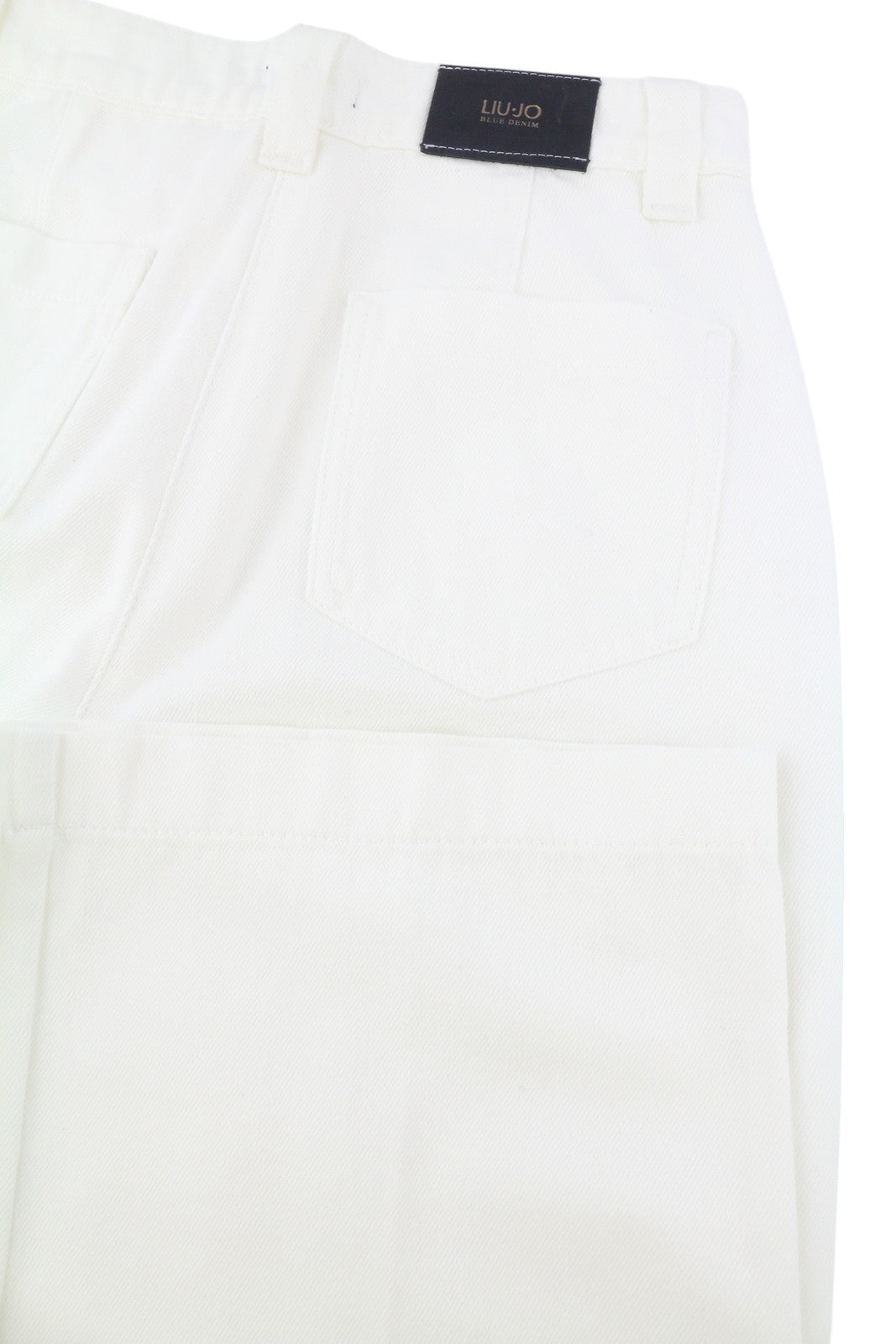 LIU JO Women Jeans W28 High Waist Straight Fit Zip Fly Denim Light White Logo