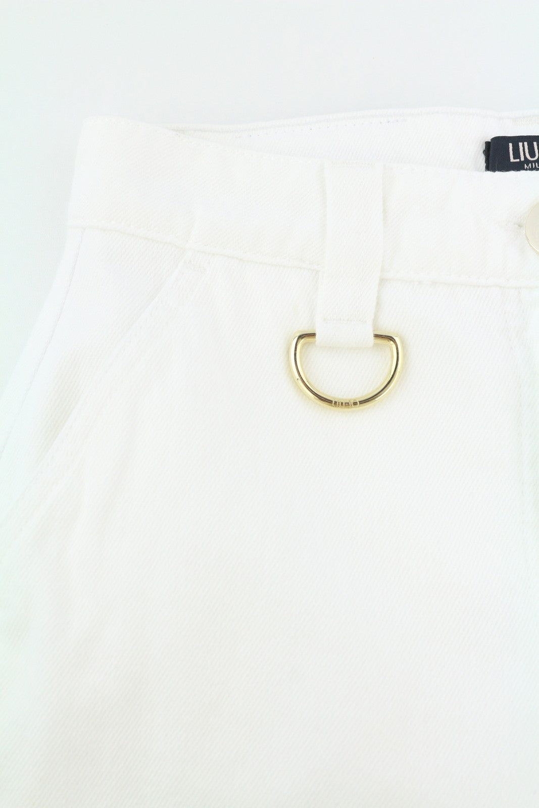 LIU JO Women Jeans W28 High Waist Straight Fit Zip Fly Denim Light White Logo