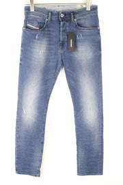 DIESEL Buster 084NV vyriški džinsai W27 L30 Slim Taper Fit tamprūs medvilniniai mėlyni skalbinių mėlynumo džinsai 