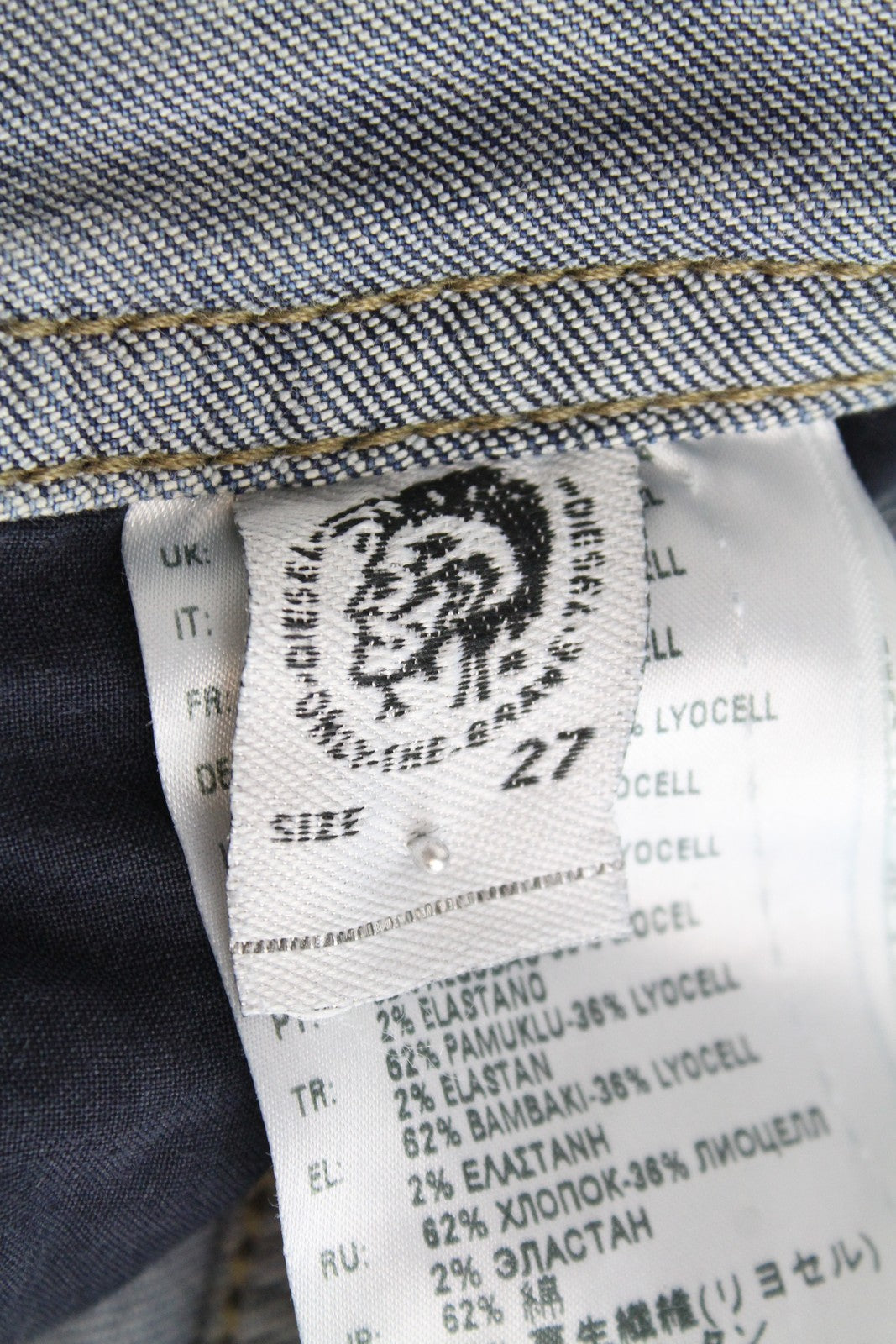 DIESEL Buster 084NV vyriški džinsai W27 L30 Slim Taper Fit tamprūs medvilniniai mėlyni skalbinių mėlynumo džinsai 