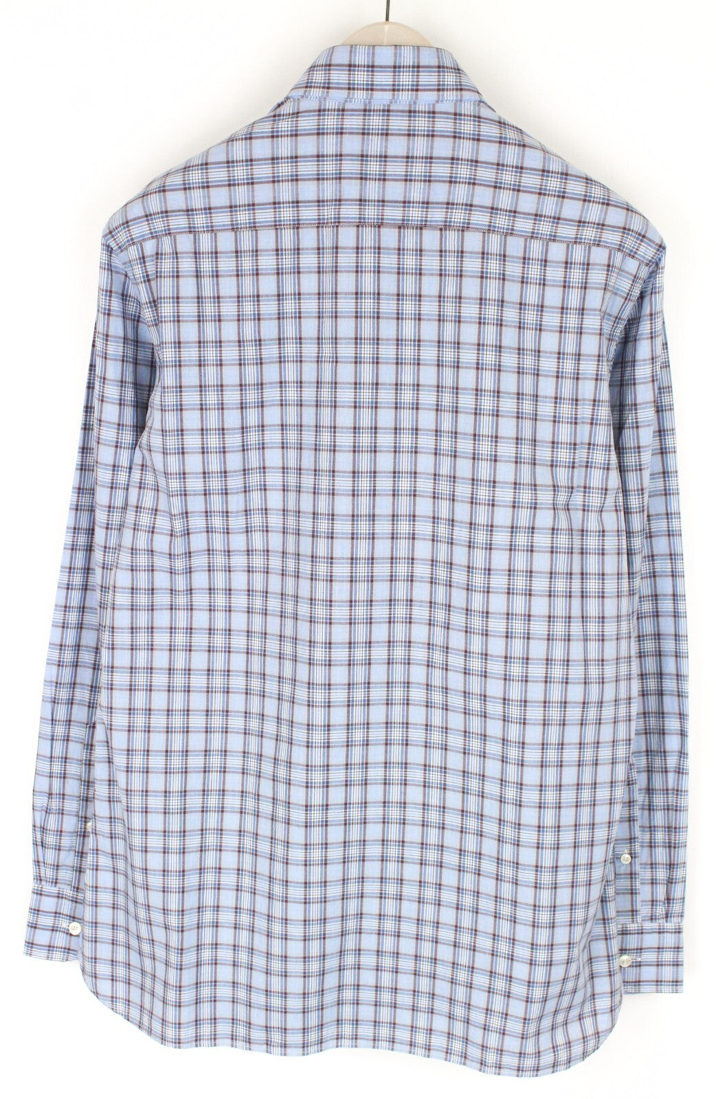 HACKETT Mens Shirt S Light Blue Checkered Melange Button-Up Cotton Dress