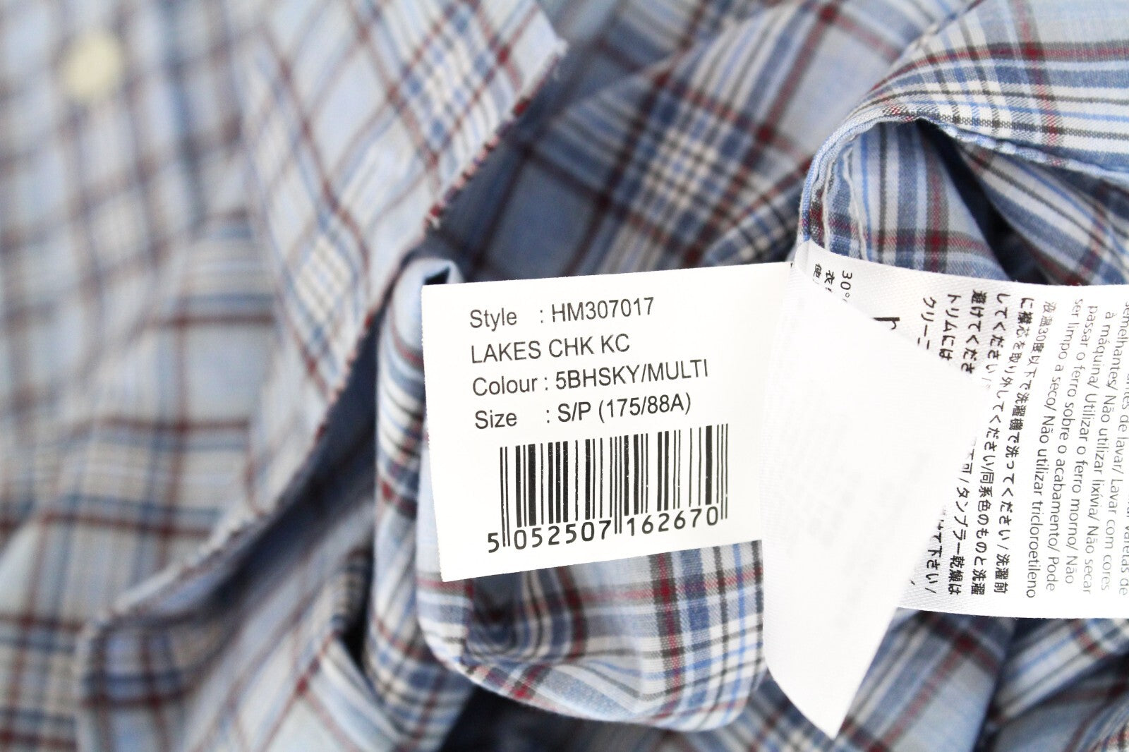 HACKETT Mens Shirt S Light Blue Checkered Melange Button-Up Cotton Dress