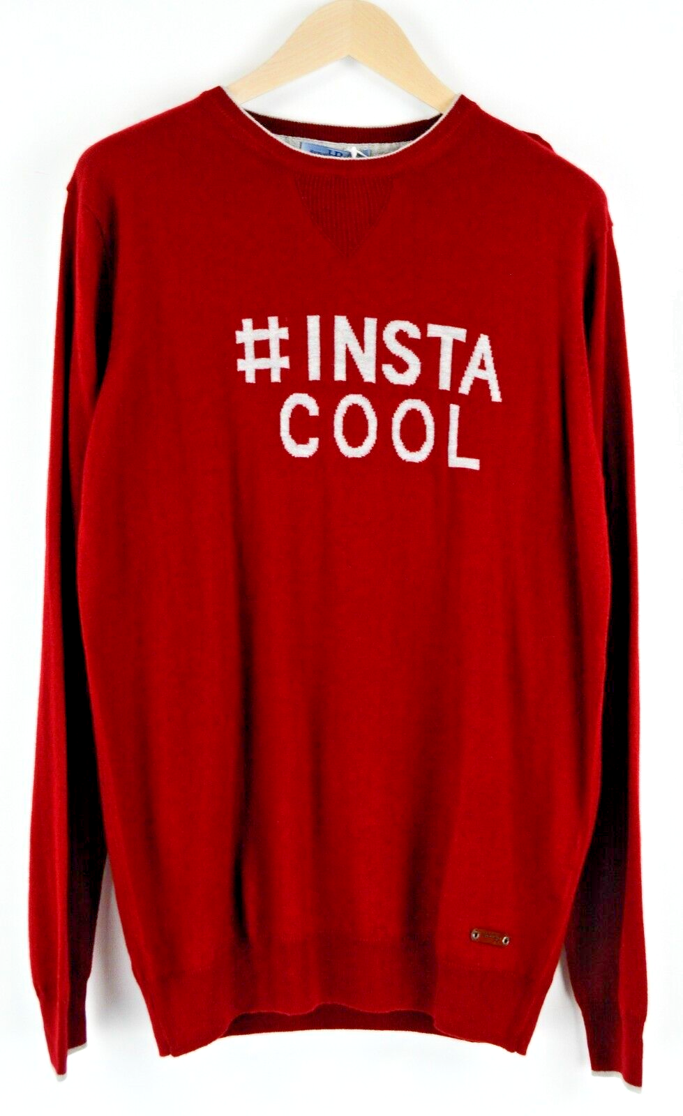 HARMONT &amp; BLAINE vyriškas megztinis, raudonas, apvalia kaklo iškirpte, tvirto megztinio, vilnos mišinio, 2XL dydžio 