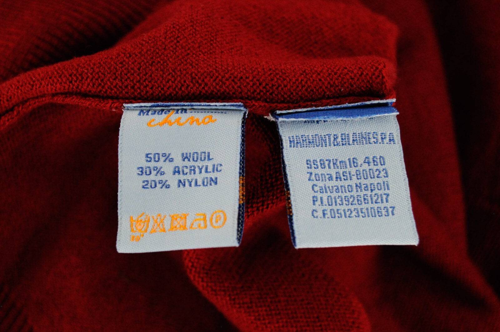 HARMONT &amp; BLAINE vyriškas megztinis, raudonas, apvalia kaklo iškirpte, tvirto megztinio, vilnos mišinio, 2XL dydžio 