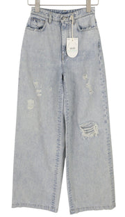 LIU JO 5 Tasche Vita moteriški džinsai, 40 dydžio, aukštu juosmeniu, plėšyti, plačių klešnių. 