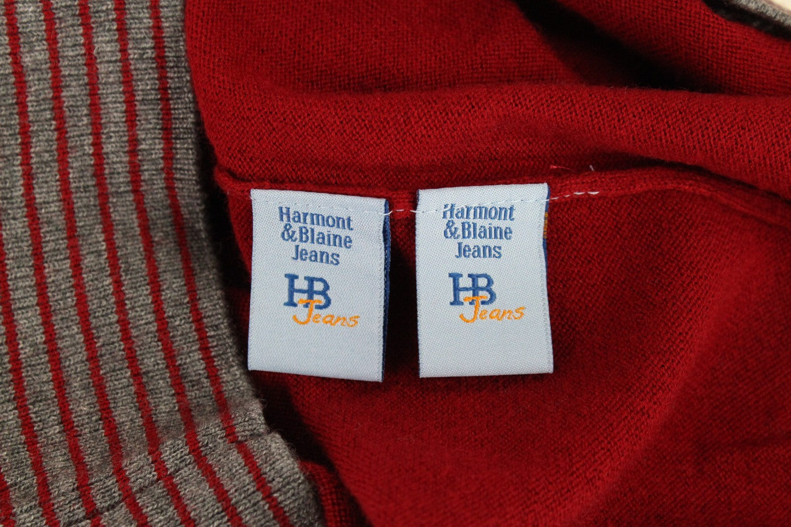 HARMONT &amp; BLAINE vyriškas megztinis XL dydžio, raudonas, V formos iškirpte, vilnos mišinio ilgomis rankovėmis 