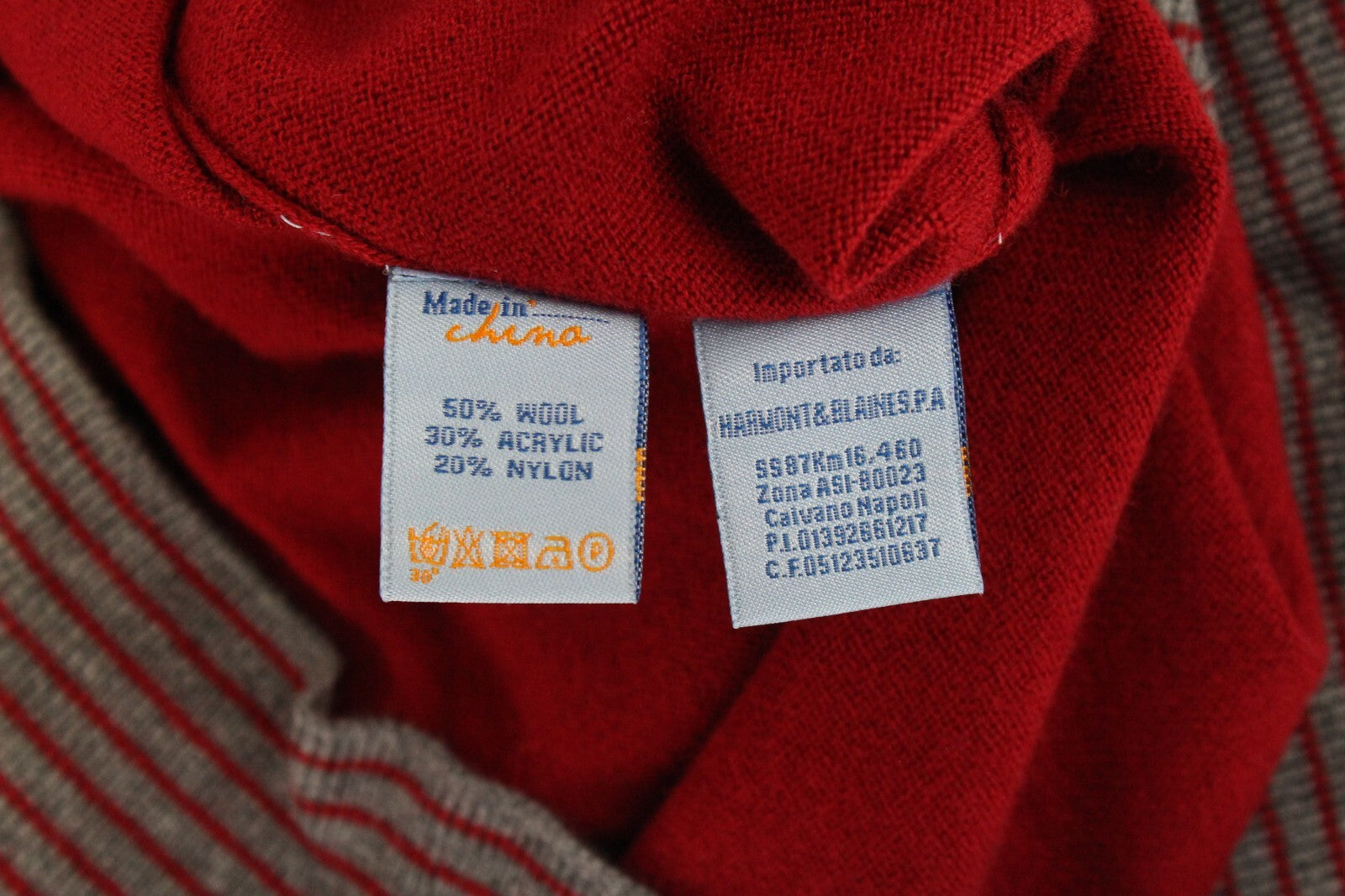 HARMONT &amp; BLAINE vyriškas megztinis XL dydžio, raudonas, V formos iškirpte, vilnos mišinio ilgomis rankovėmis 