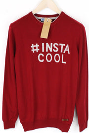 HARMONT &amp; BLAINE vyriškas džemperis M, raudonas vilnos mišinio megztinis ilgomis rankovėmis 