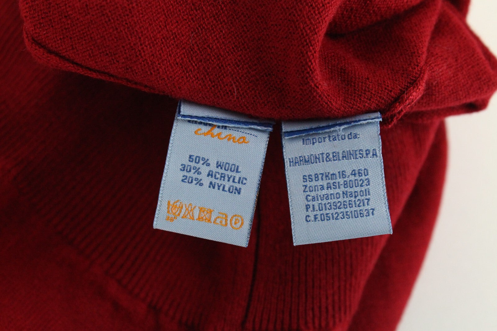 HARMONT &amp; BLAINE vyriškas džemperis M, raudonas vilnos mišinio megztinis ilgomis rankovėmis 