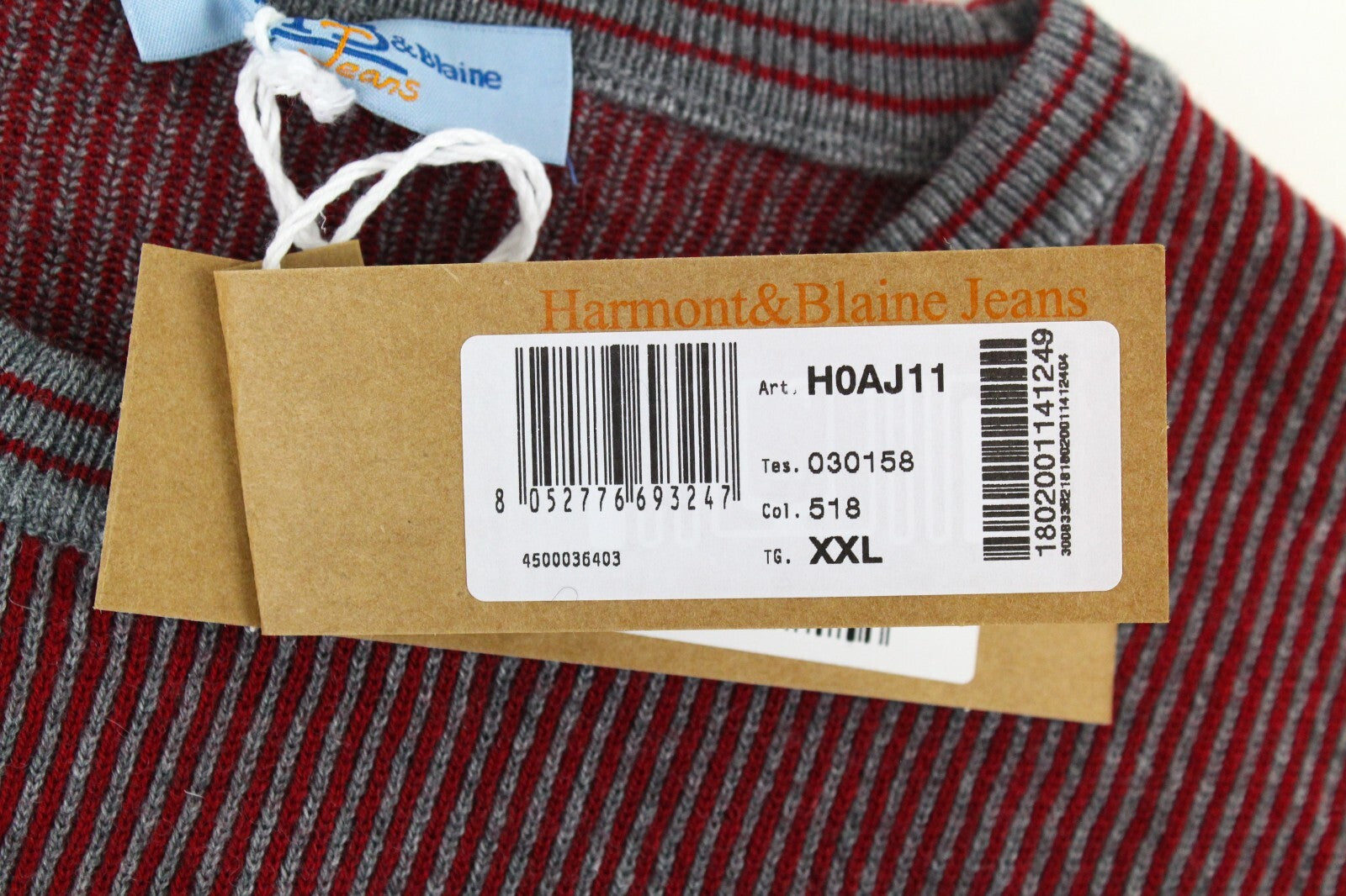 HARMONT &amp; BLAINE vyriškas džemperis su raudonais dryžiais, 2XL dydžio, ilgomis rankovėmis 