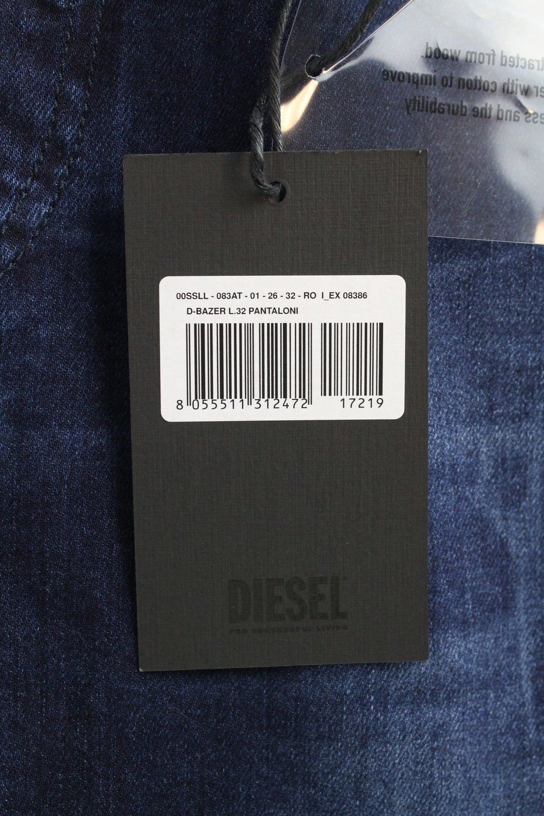 DIESEL D-Bazer 083AT vyriški džinsai W26 L32 siaurėjantys, tamprūs, mėlyni, skalbti, medvilniniai 