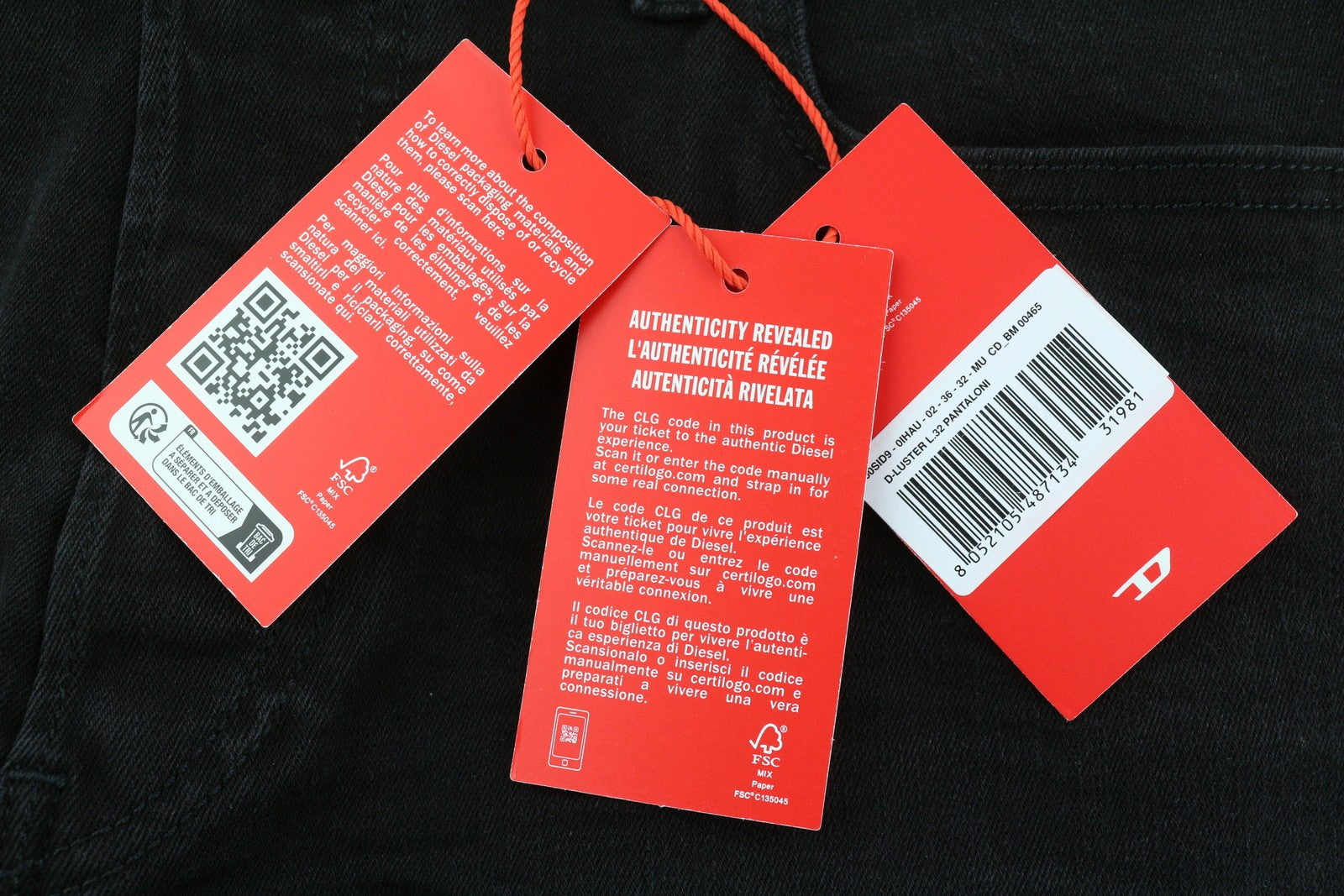 DIESEL D-Luster 0IHAU vyriški džinsai W36/L32 Slim Fit, sagomis susagstyti, skalbti juodi. 