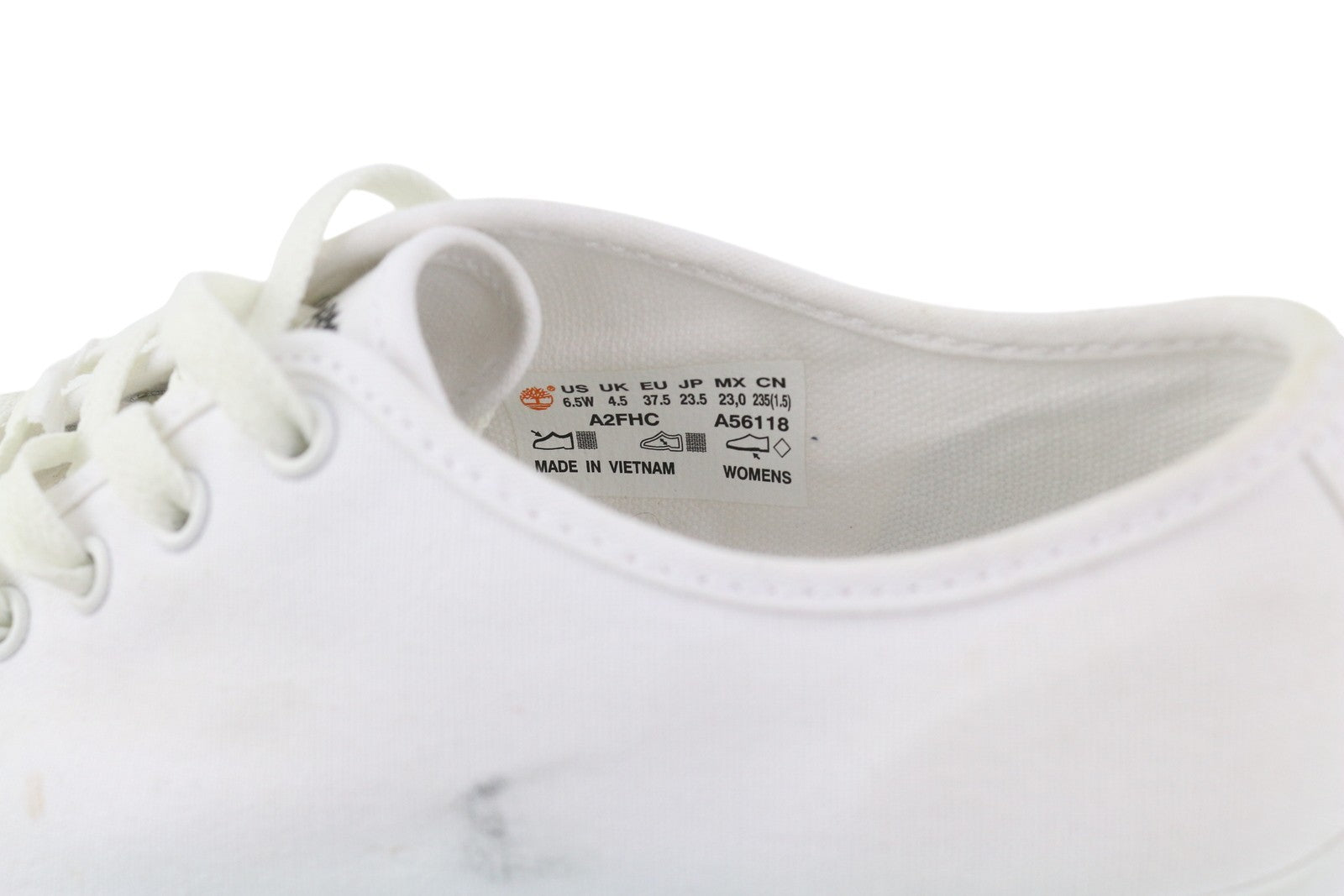 TIMBERLAND A2FHC Women Sneakers EU37.5/38.5 White Low Top Lace Up Almond Toe