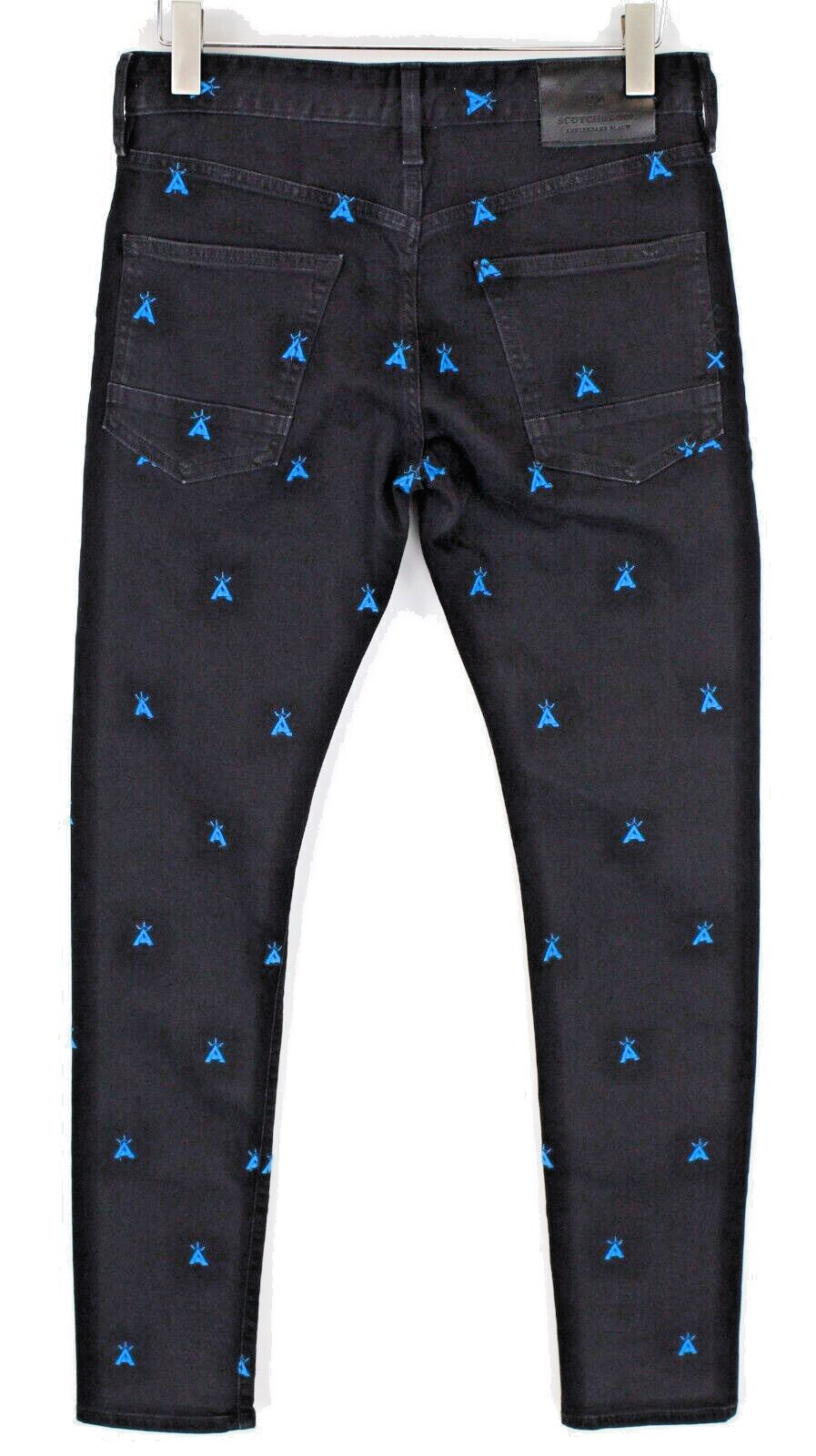 SCOTCH &amp; SODA vyriški džinsai W29/L34 Slim juodi, tamprūs, raštuoti Ralston džinsai 