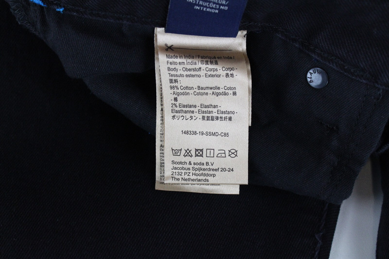 SCOTCH &amp; SODA vyriški džinsai W29/L34 Slim juodi, tamprūs, raštuoti Ralston džinsai 