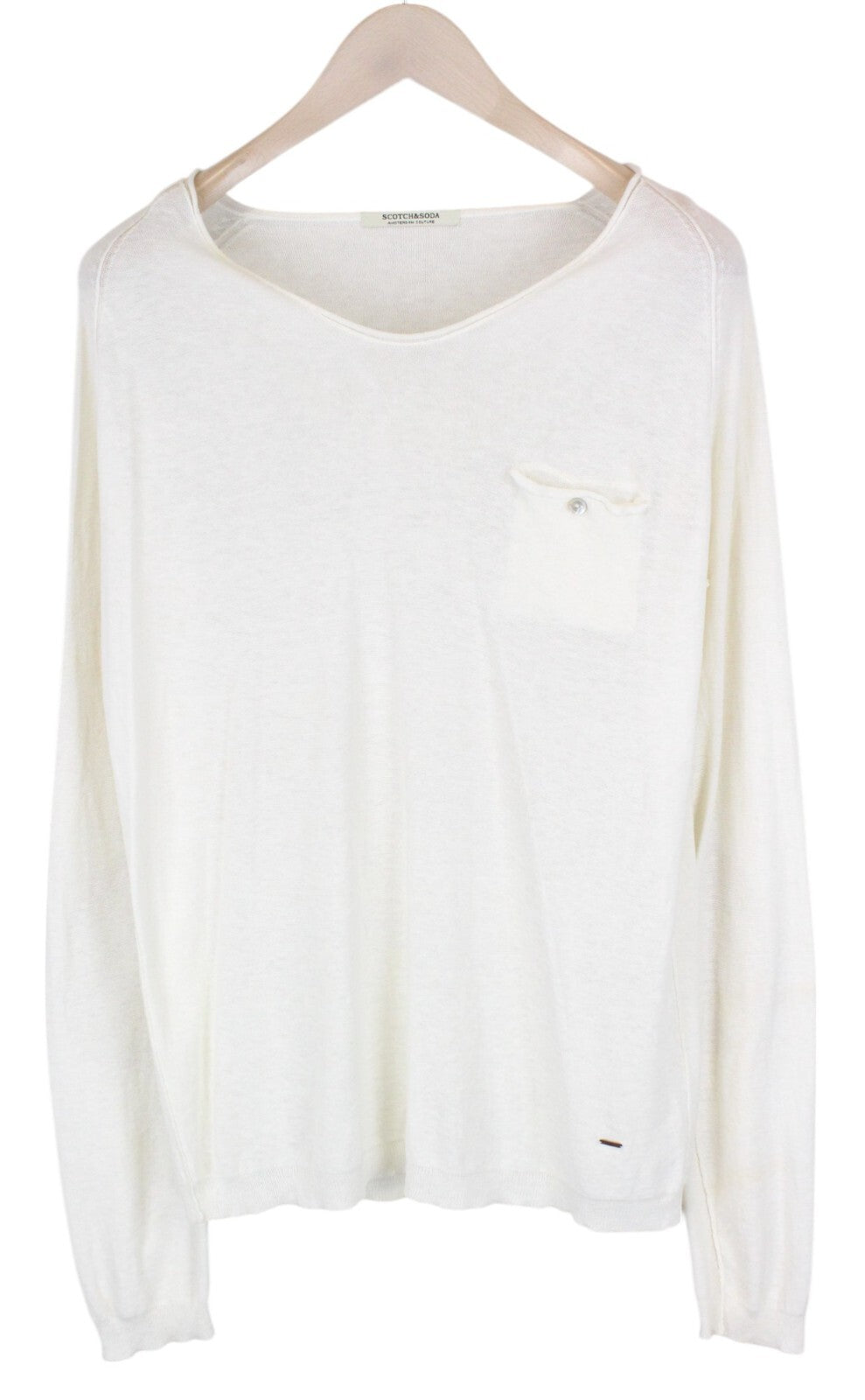 SCOTCH &amp; SODA Ams Couture vyriškas smėlio spalvos megztinis su kišenėmis ilgomis rankovėmis ~M 