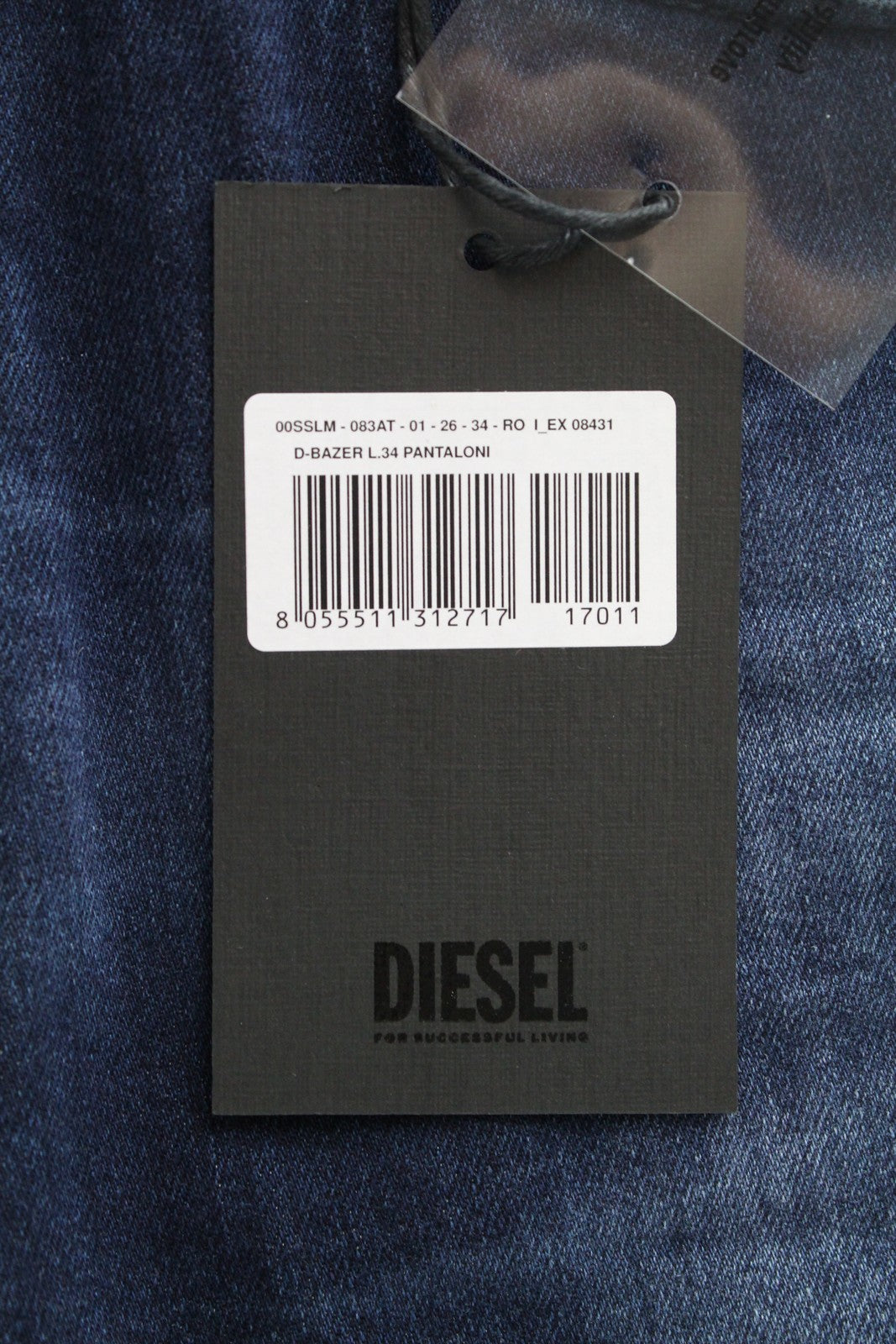 DIESEL D-Bazer 083AT vyriški džinsai W26 L34 mėlyni siaurėjantys, dengti, tamprūs medvilniniai džinsai 
