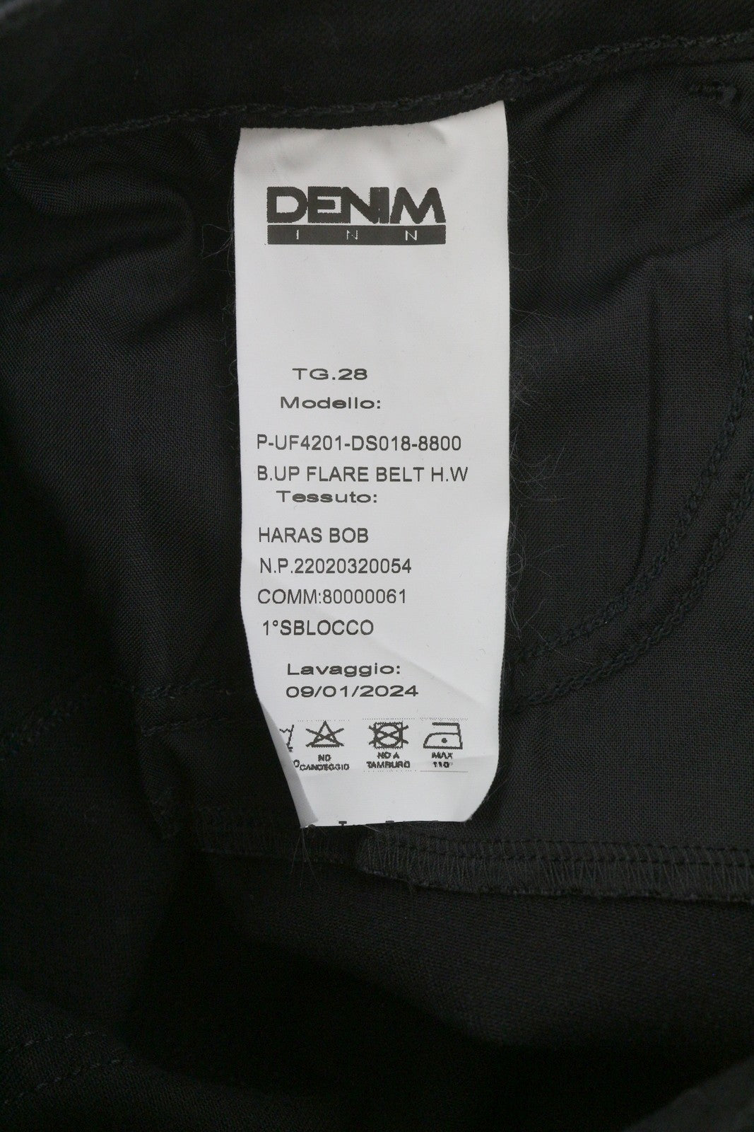 LIU JO Flare Belt Women Jeans W28 High Waist Wide Leg Zip Fly Denim Black