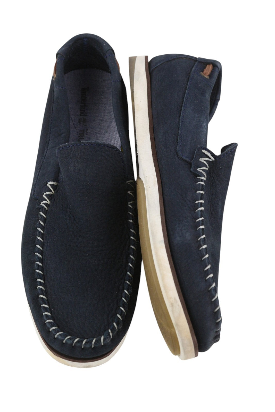 TIMBERLAND A2A8F vyriški batai EU43 tamsiai mėlyni odiniai laiviniai bateliai „True Cloud Comfort“ 