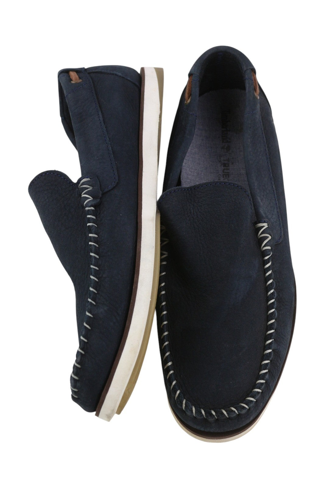 TIMBERLAND A2A8F vyriški batai EU43 tamsiai mėlyni odiniai laiviniai bateliai „True Cloud Comfort“ 