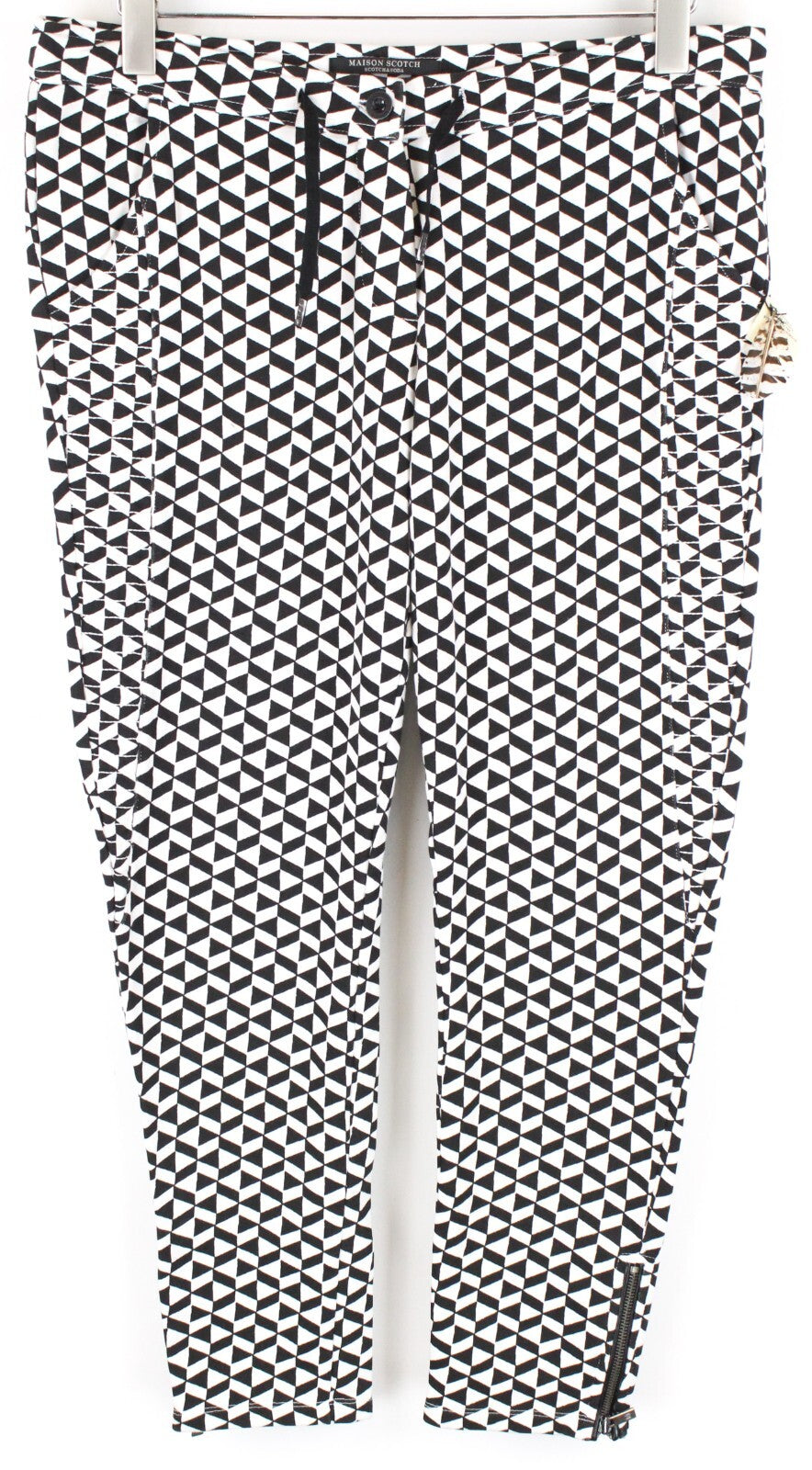MAISON SCOTCH Womens Trousers ~W33/L25 Slim  White Black Patterned Casual