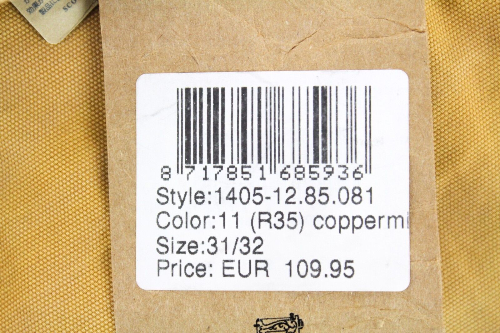 SCOTCH & SODA Theon Mens Trousers W31/L32 Slim Yellow Washed Cotton Taper