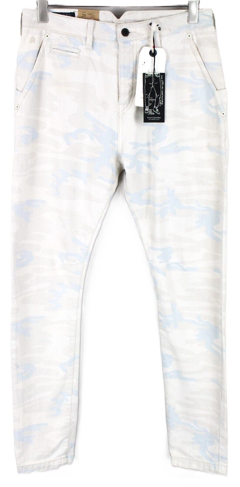 SCOTCH & SODA Stump Mens W29 Trousers Loose Grey Cotton Military Patterned