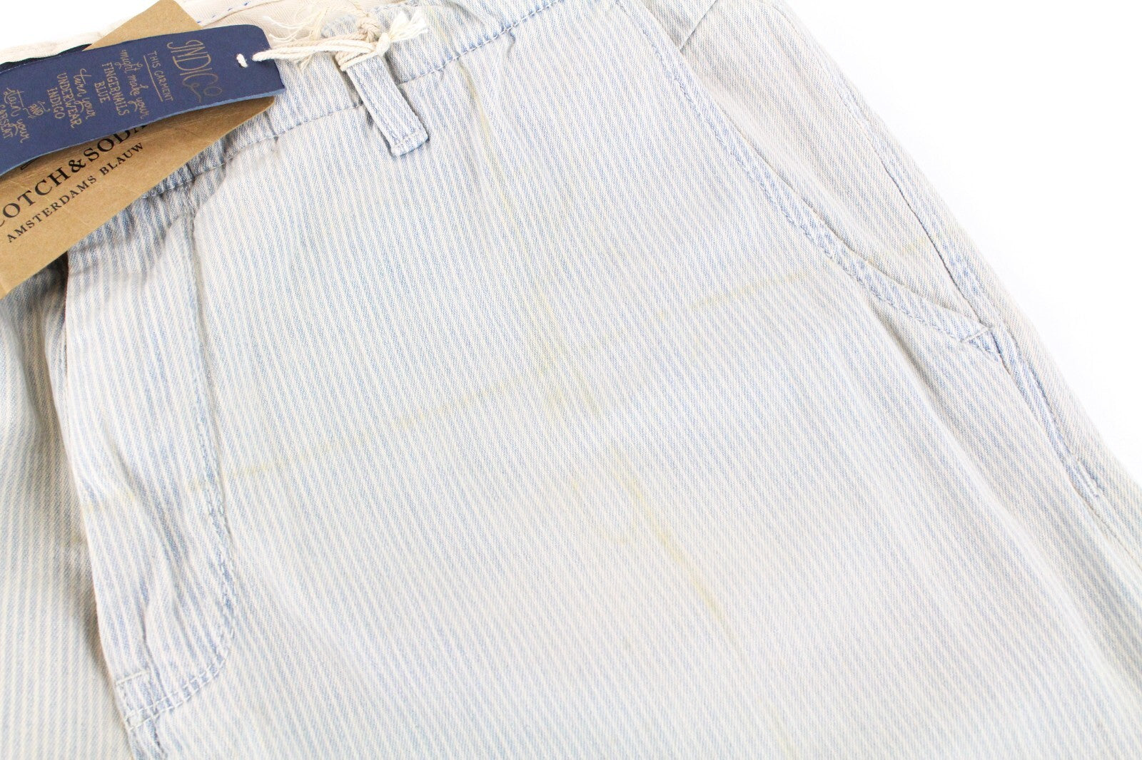 SCOTCH & SODA Freeman Mens W36/L34 Blue Cotton Slim  Striped Tapered Pants