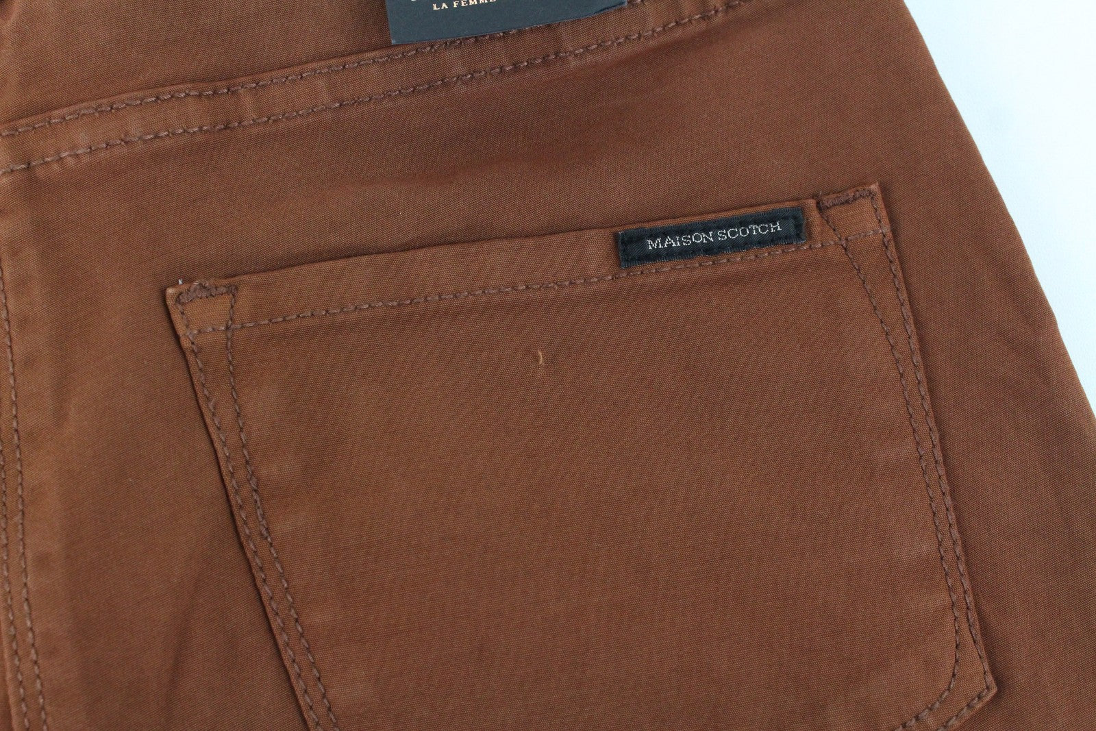 MAISON SCOTCH Womens W27/L32 Skinny  Chino Trousers Brown Stretchy Cotton Belt