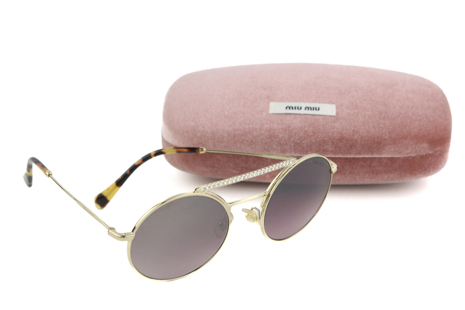 MIU MIU 52VS moteriški akiniai nuo saulės su ovalo formos gyvūnų rašto rėmeliu, cirkonio imitacija. RMK 310 € 