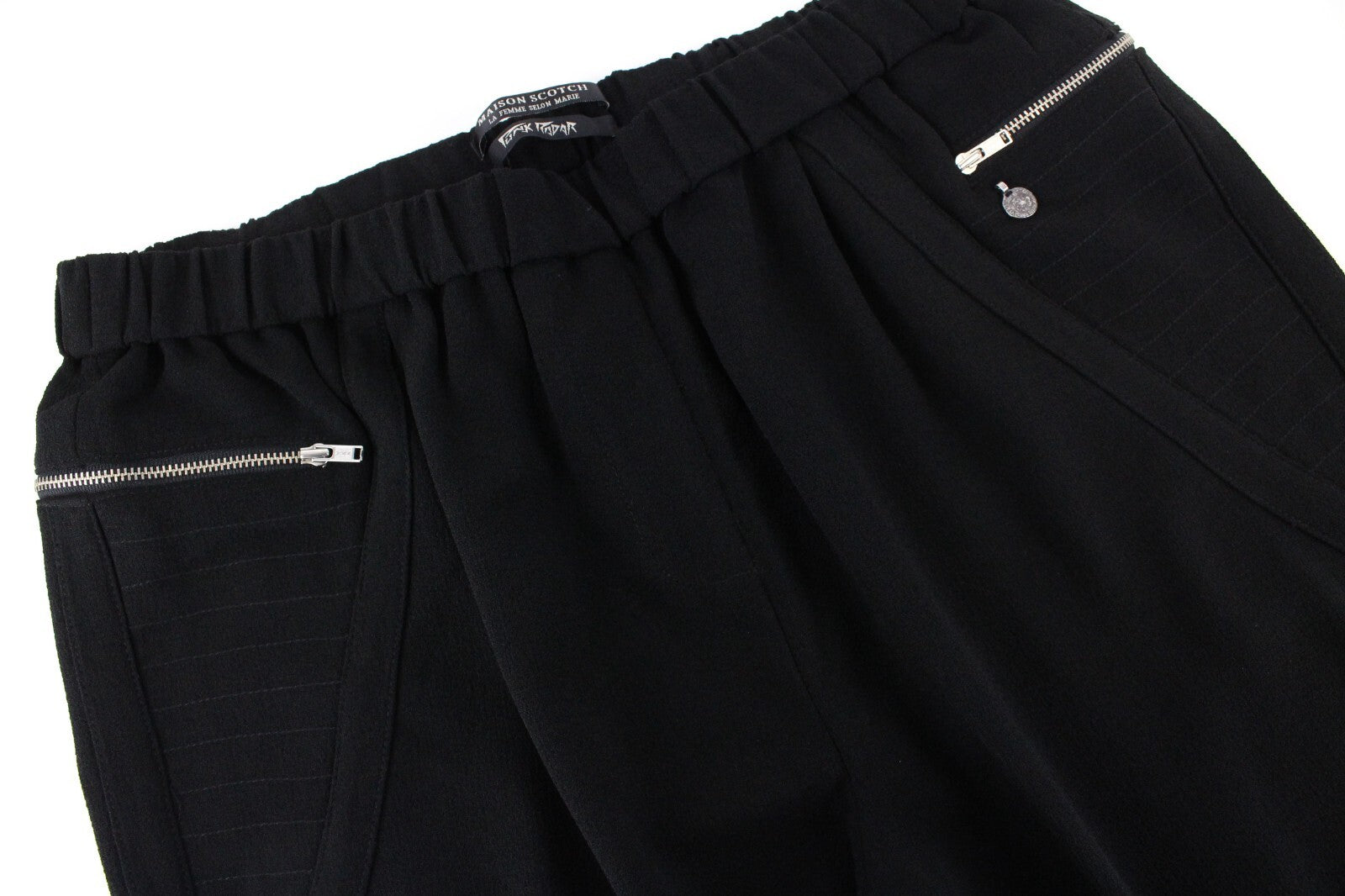 MAISON SCOTCH moteriškos užtraukiamos kelnės M, juodos, tamprios, su užtrauktukais, laisvalaikio stilius 