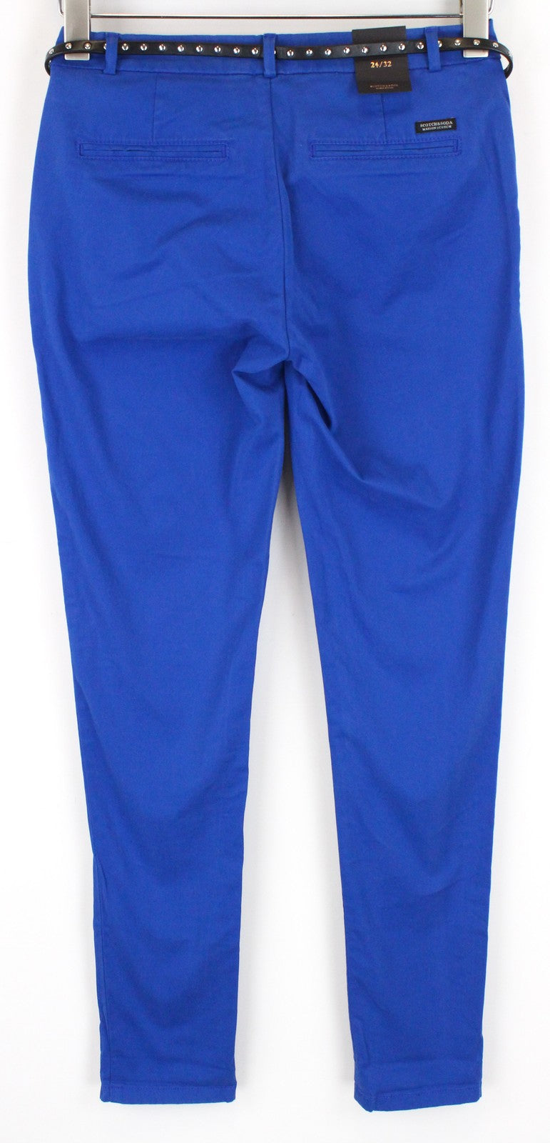 MAISON SCOTCH Womens W24/L32 Slim  Cotton Trousers Blue Belted Stretchy Style