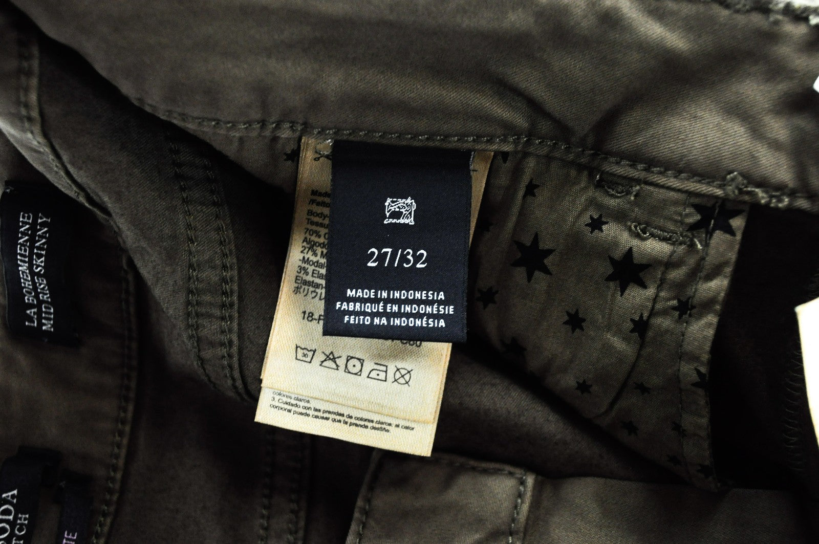 MAISON SCOTCH La Bohemienne Womens Pants W27/L32 Green Skinny Cotton Stretch