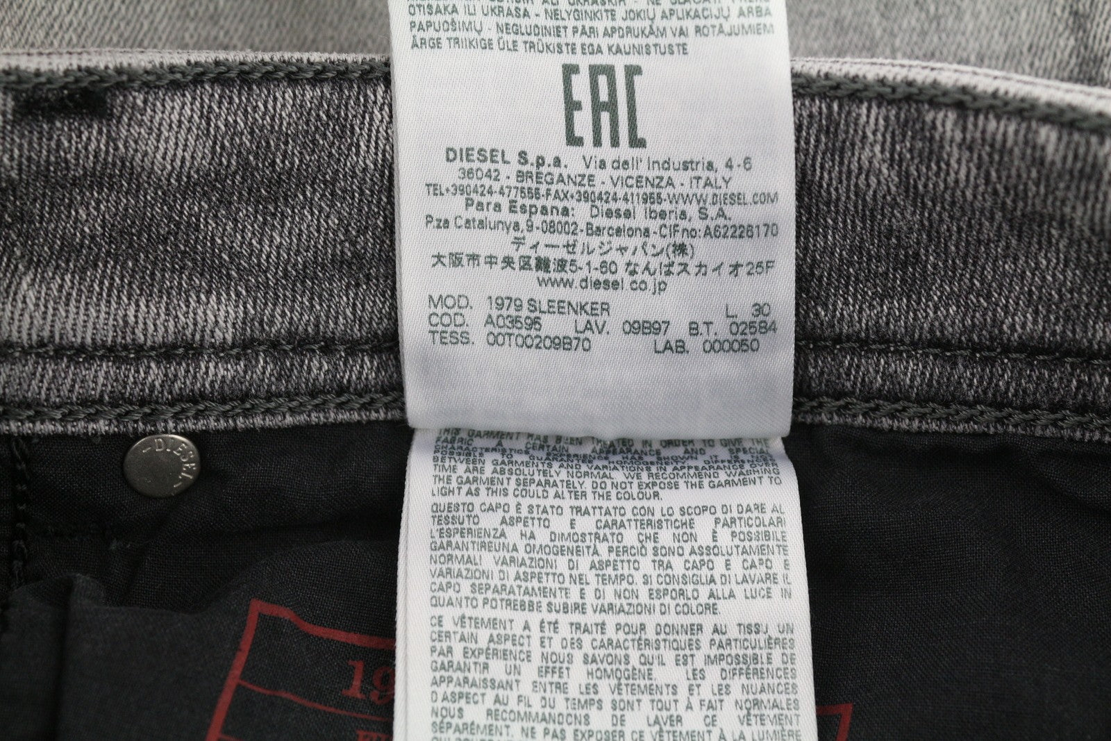 DIESEL 1979 Sleenker E9B97 vyriški džinsai W32/L30 aptempti, žemo juosmens, RRP 250 € 